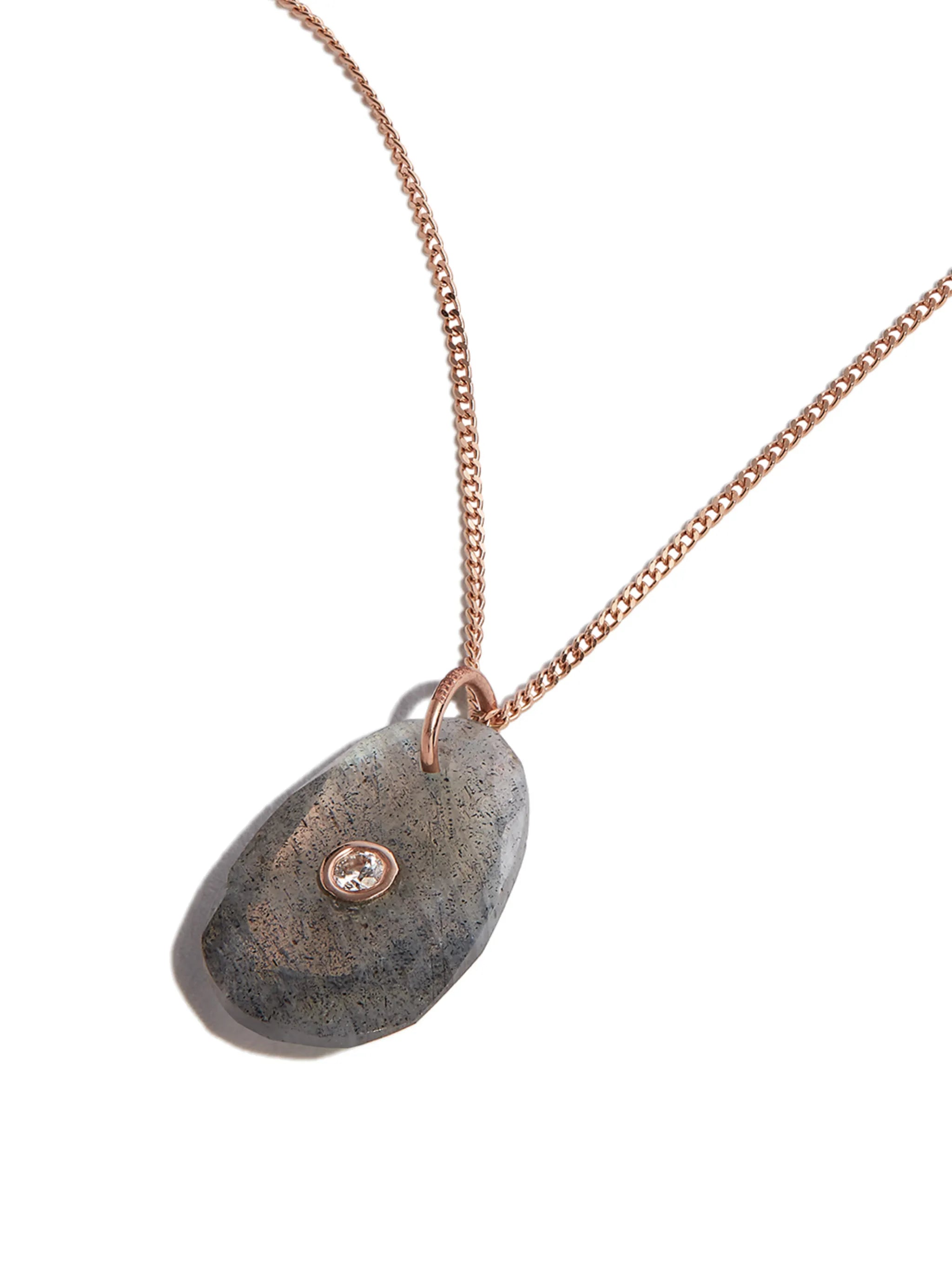 9kt rose gold labradorite and diamond necklace