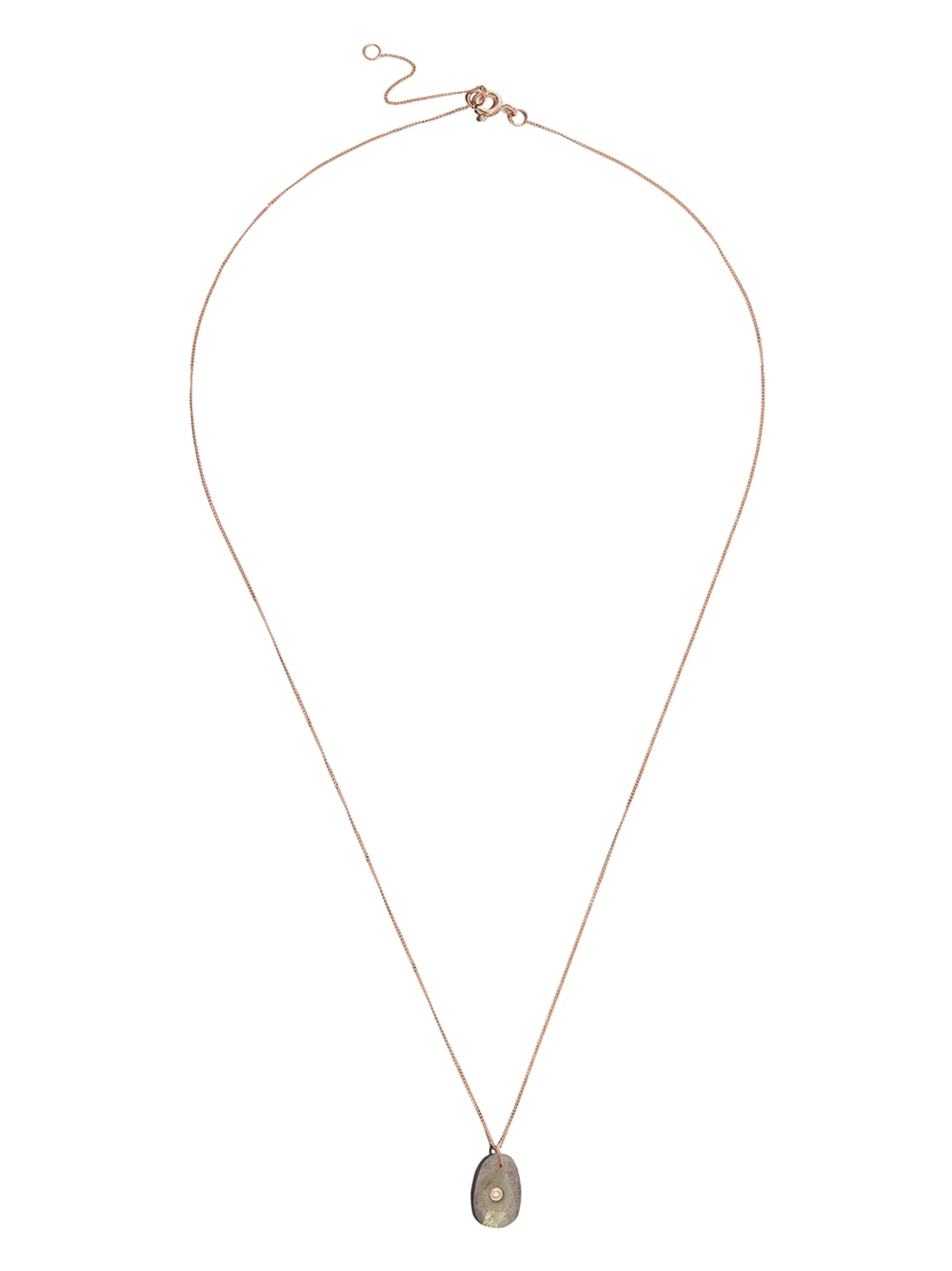 9kt rose gold labradorite and diamond necklace