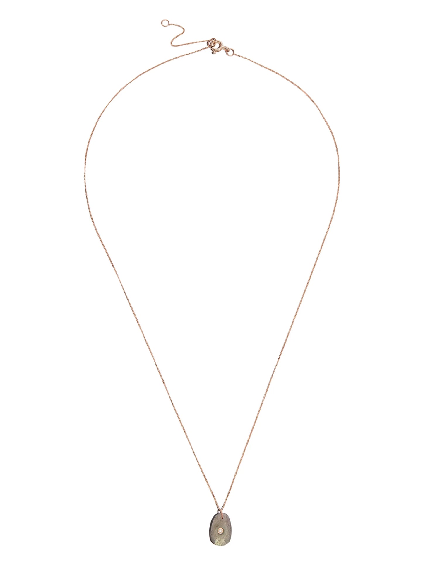 9kt rose gold labradorite and diamond necklace