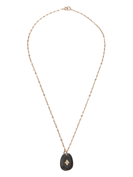 9kt yellow gold GAÏA N°1 labradorite diamond necklace