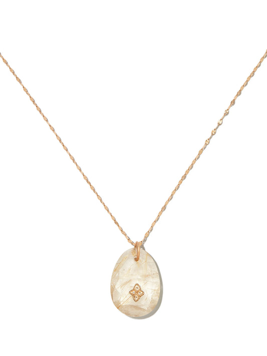 9K yellow gold Gaia quartz-pendant necklace