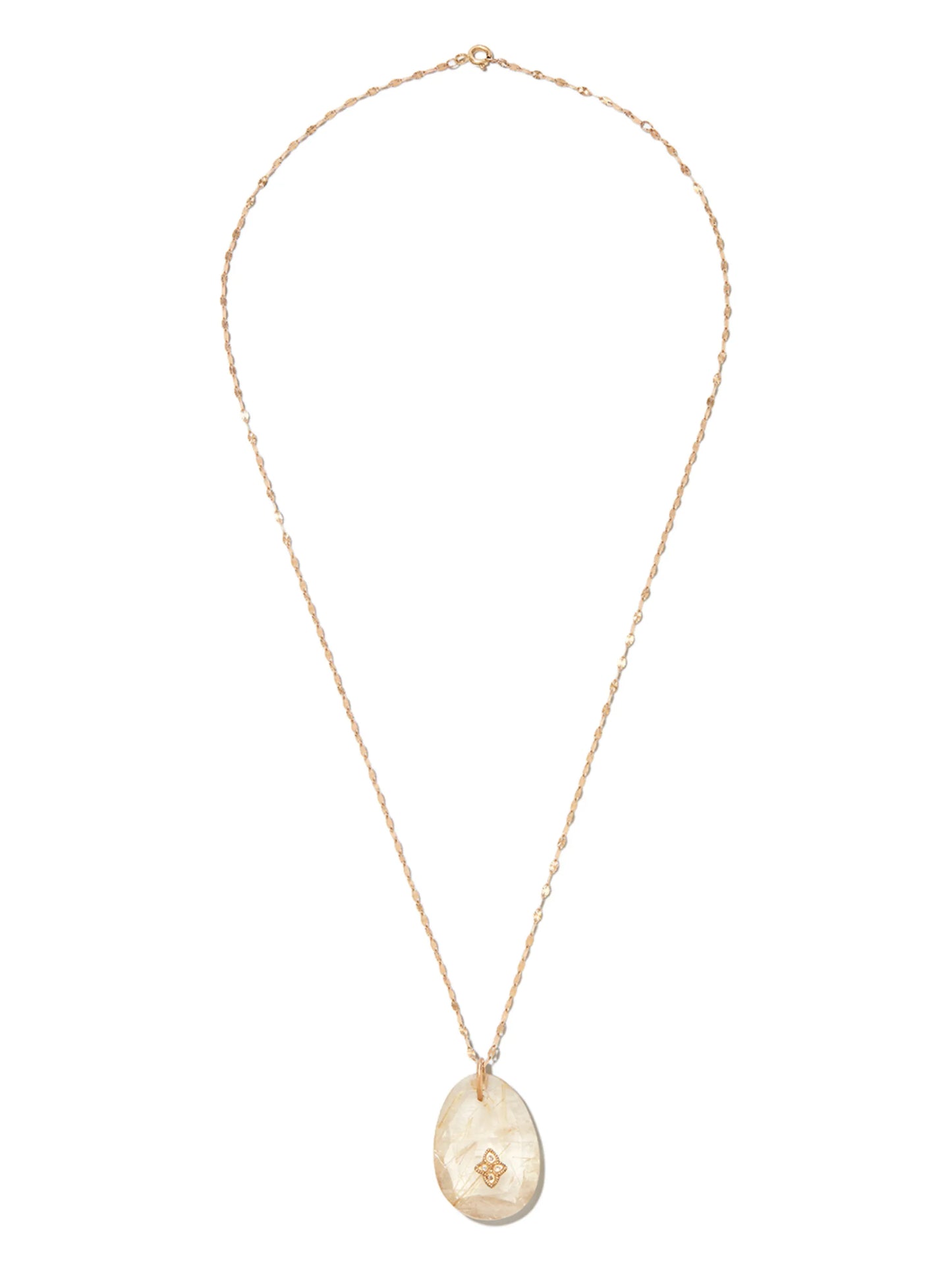 9K yellow gold Gaia quartz-pendant necklace