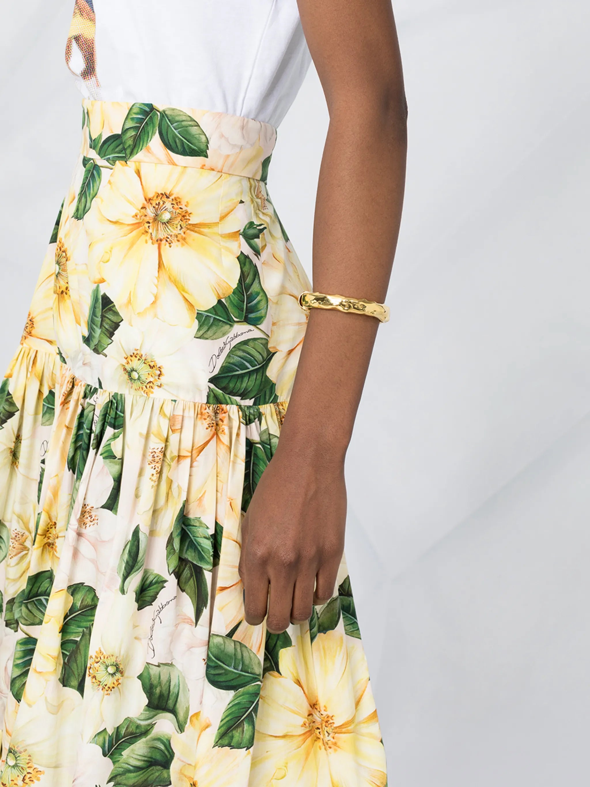 floral-print tiered skirt