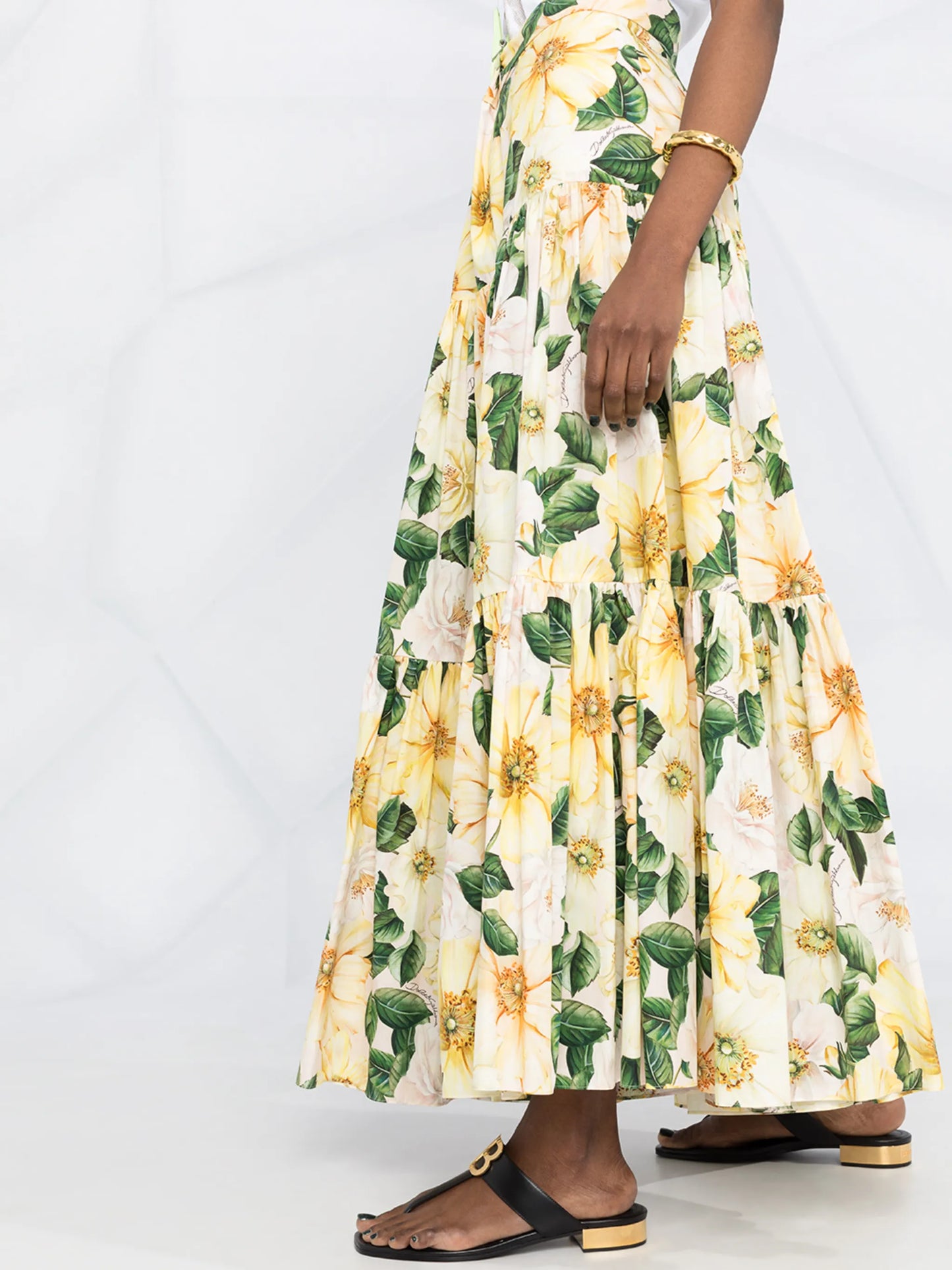 floral-print tiered skirt