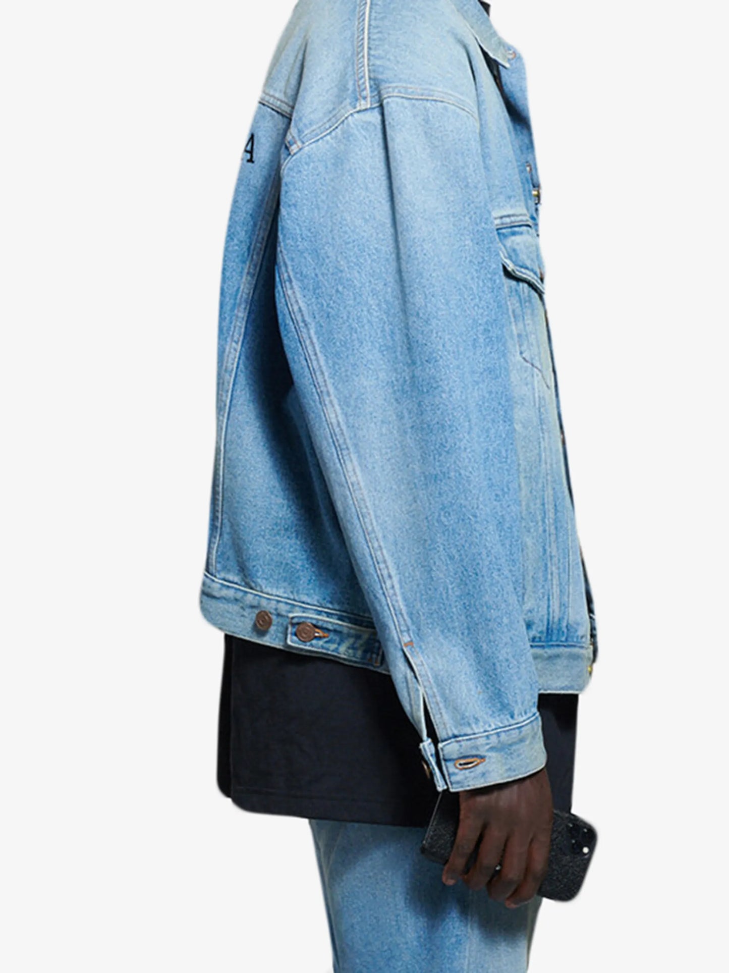 logo-embroidered denim jacket