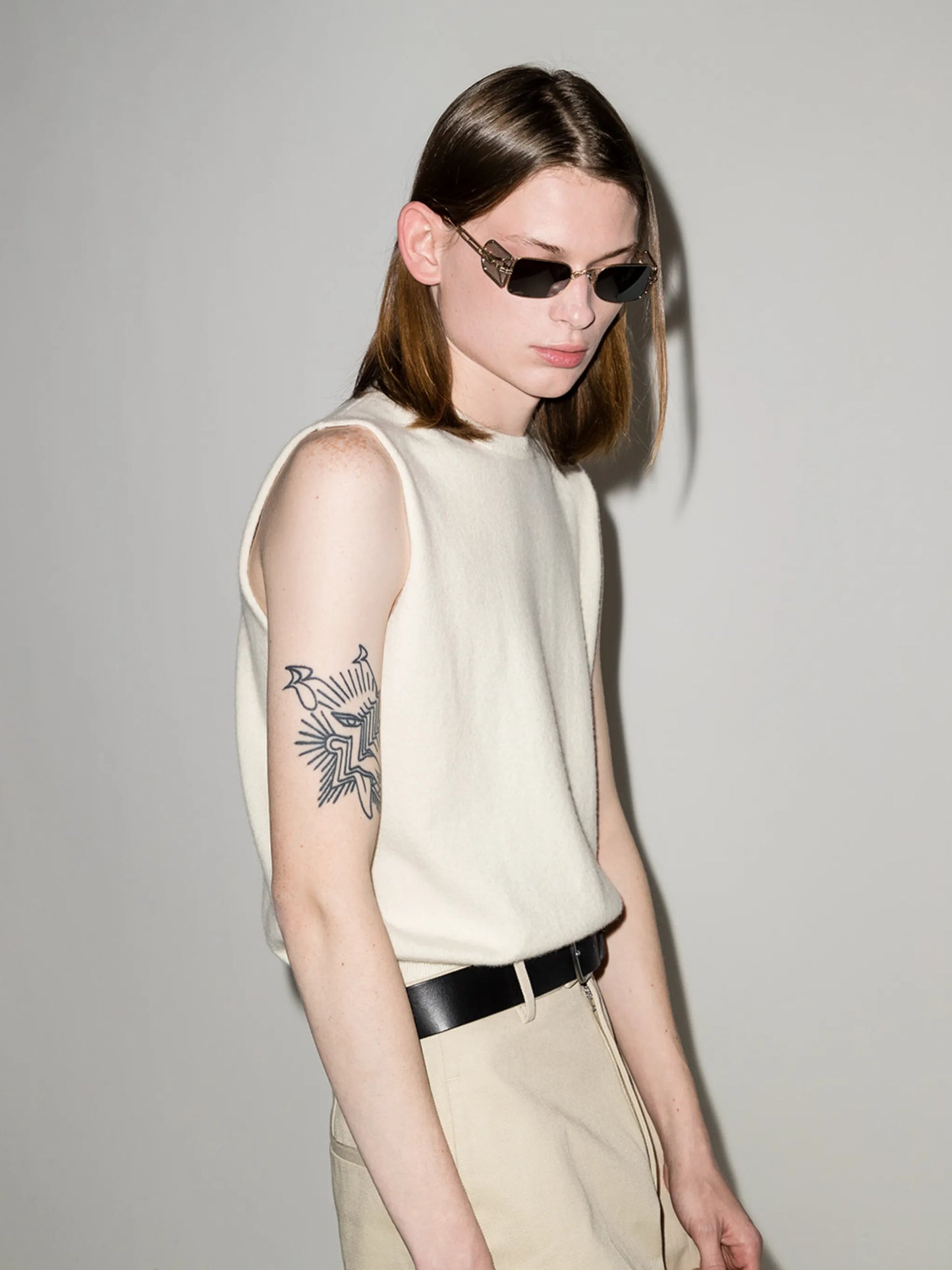 rectangle-frame tinted sunglasses