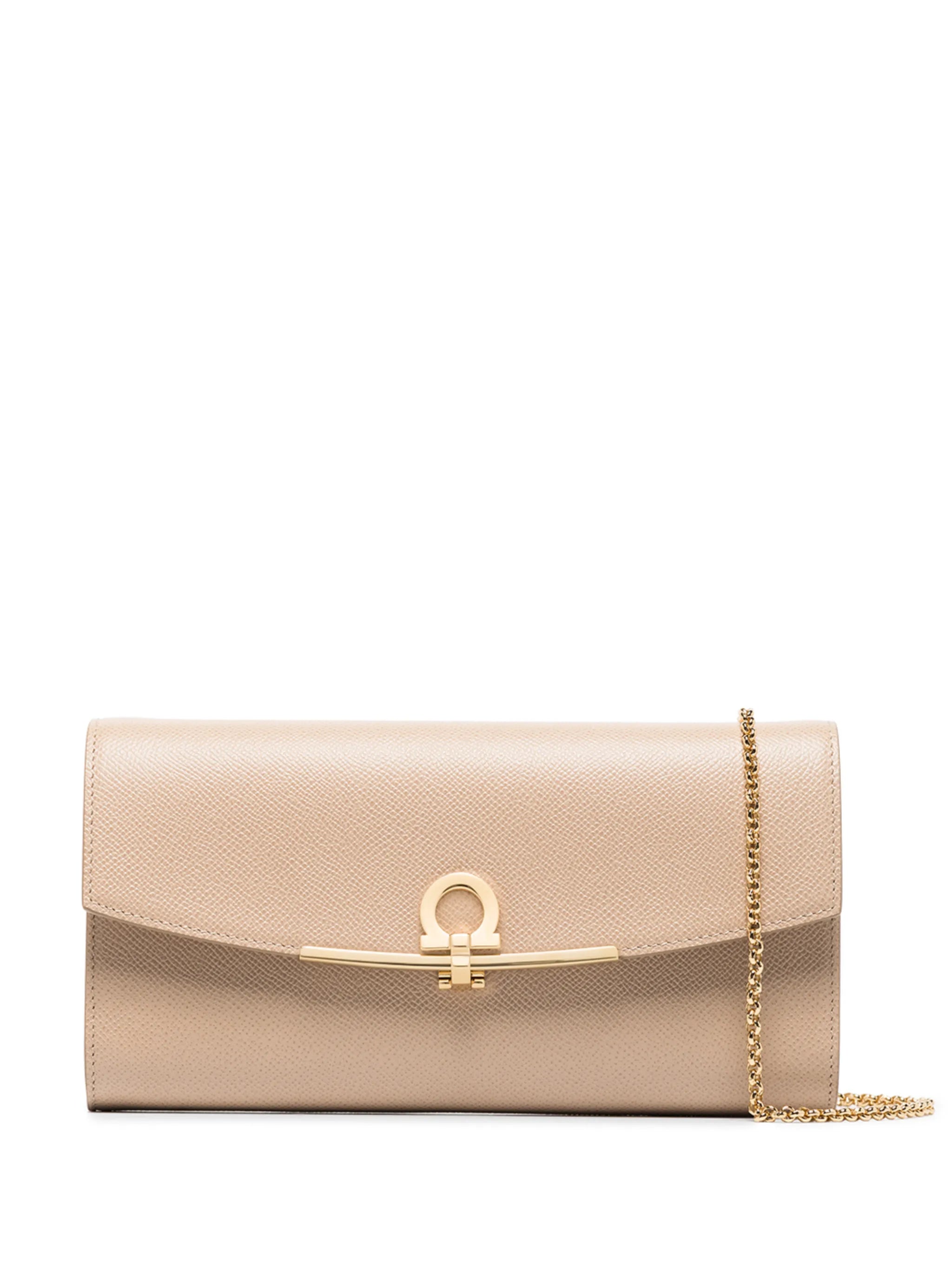 Gancini pebbled-leather clutch bag
