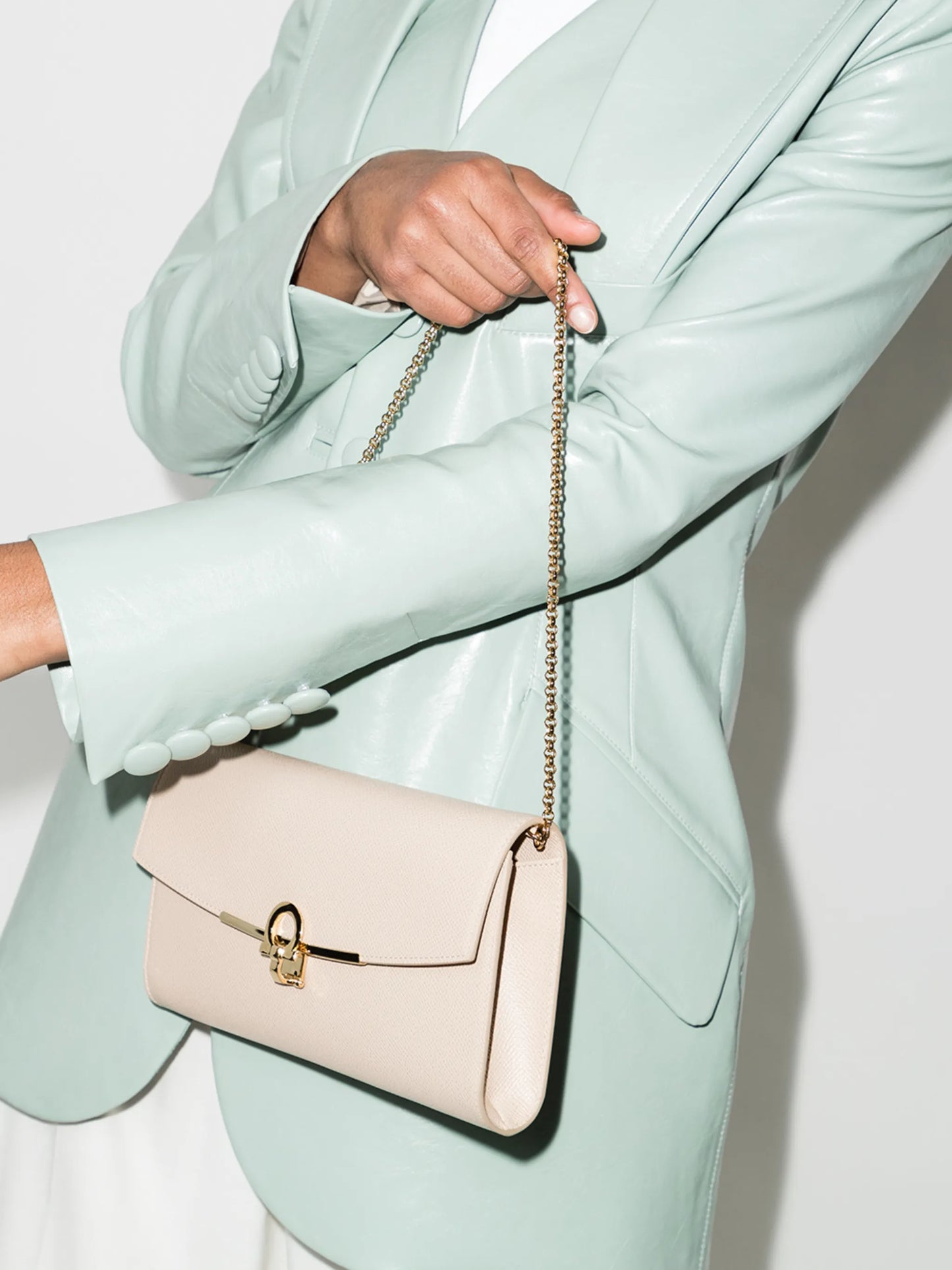 Gancini pebbled-leather clutch bag
