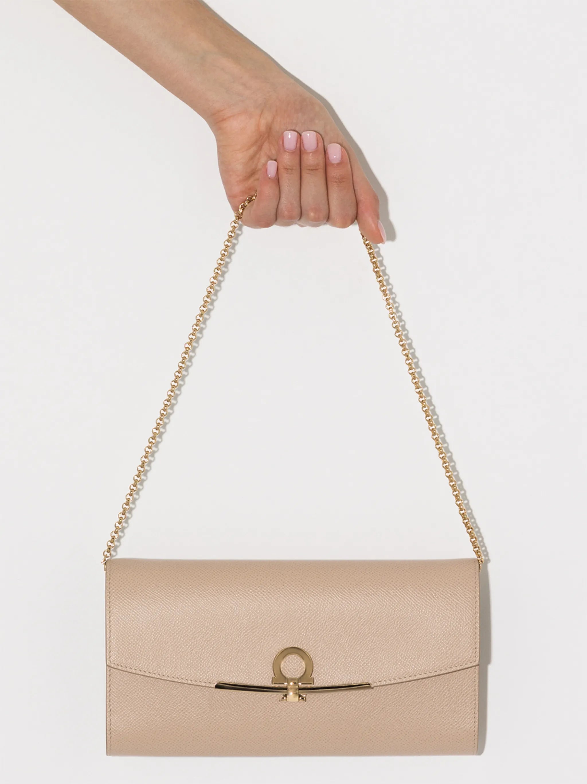 Gancini pebbled-leather clutch bag