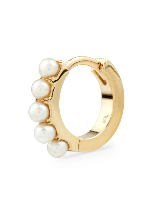 9kt yellow gold pearl huggie hoop