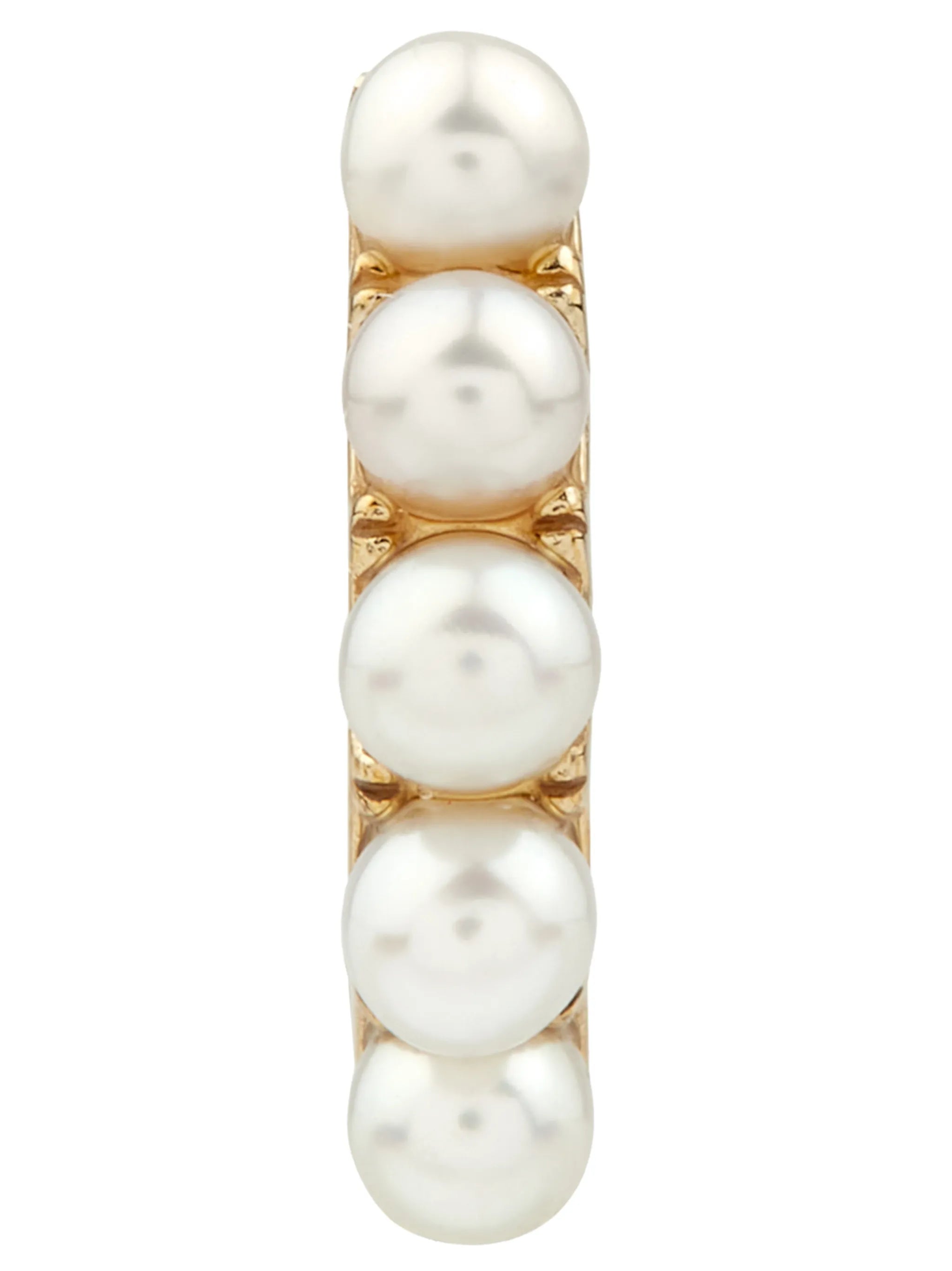 9kt yellow gold pearl huggie hoop
