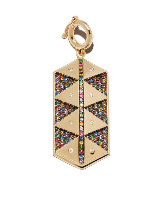 18kt yellow gold diamond hexagon shield charm