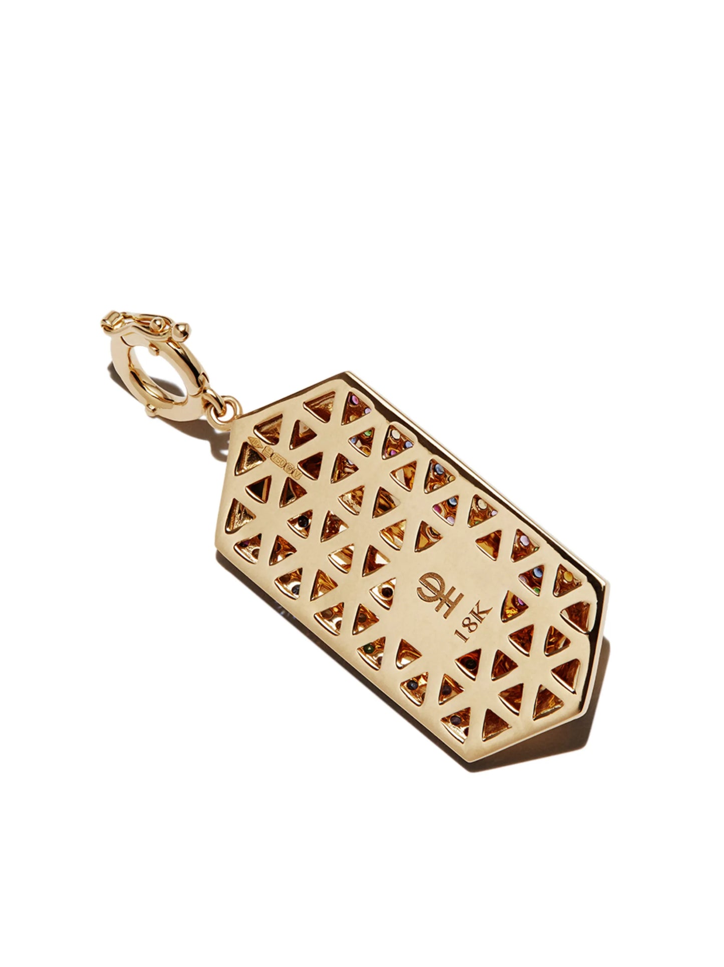 18kt yellow gold diamond hexagon shield charm