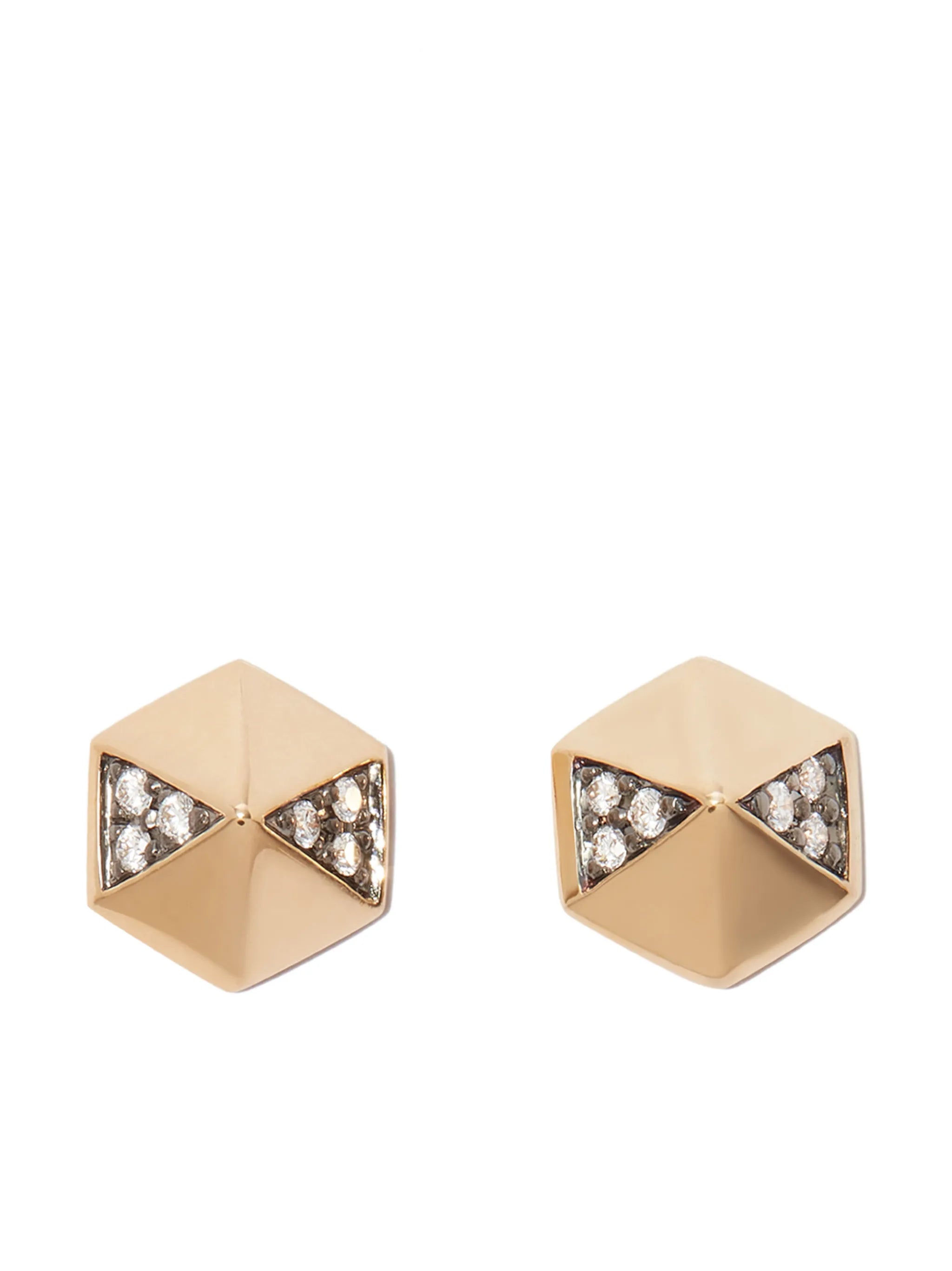 18kt yellow gold hexagon earrings