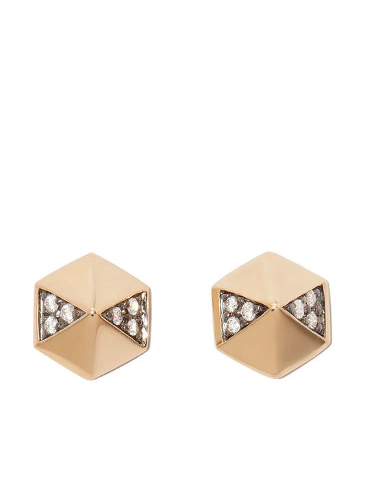 18kt yellow gold hexagon earrings