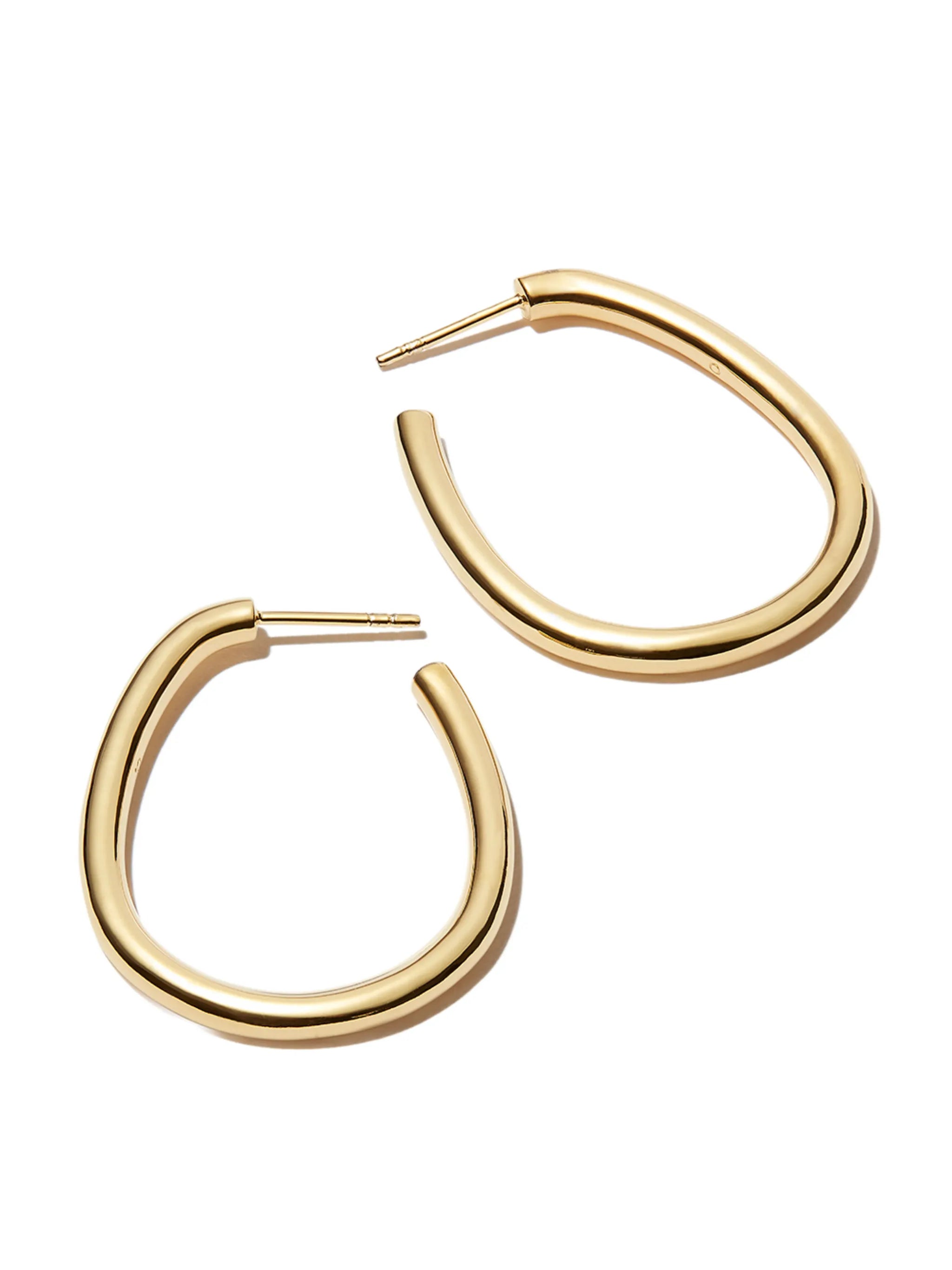 14kt yellow-gold oval hoop earrings