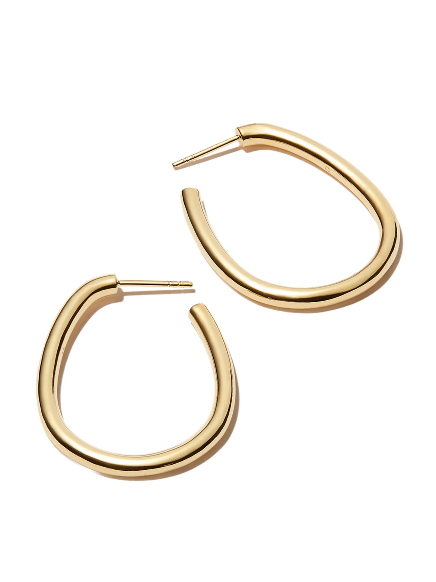 14kt yellow-gold oval hoop earrings