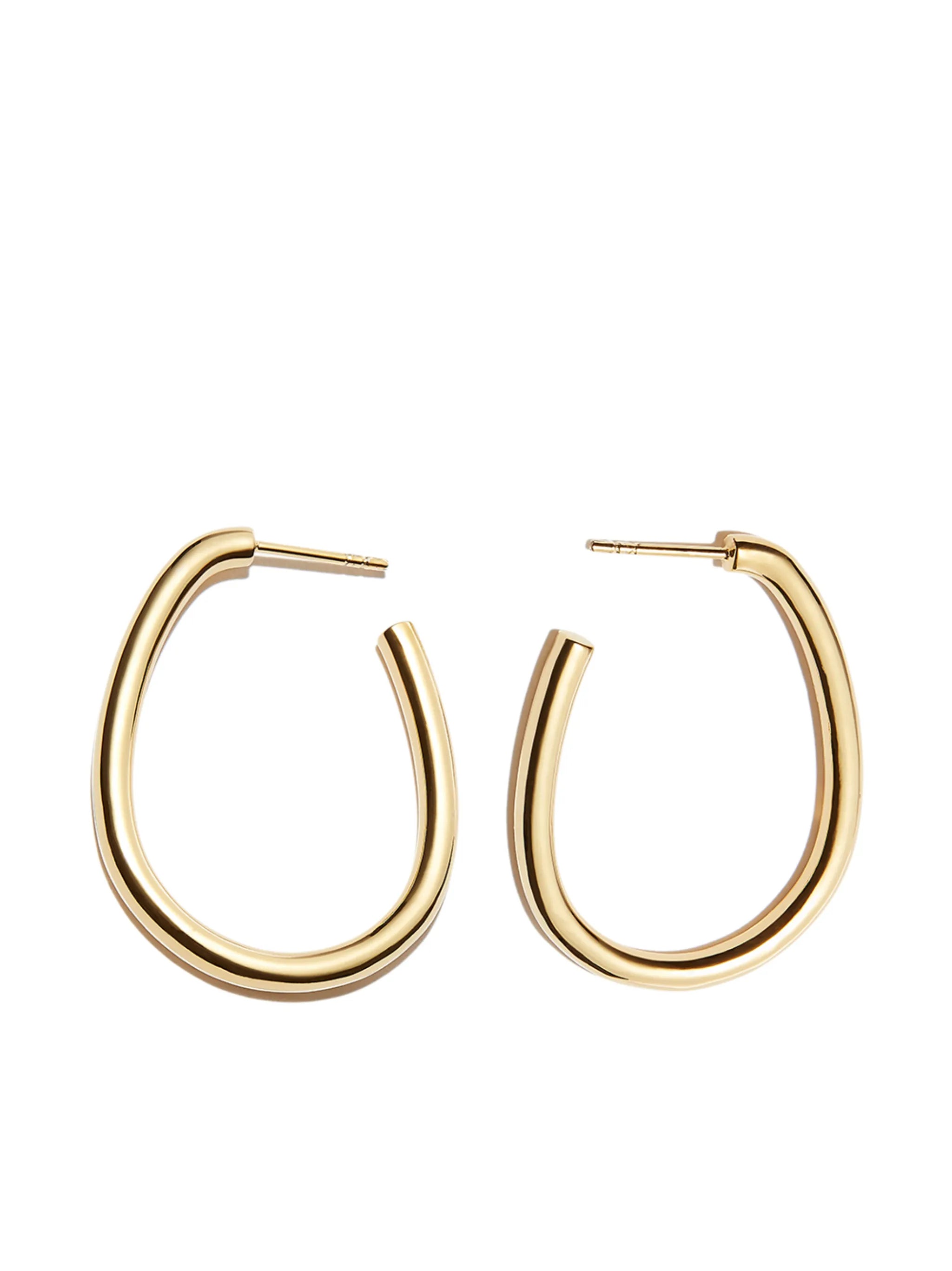 14kt yellow-gold oval hoop earrings