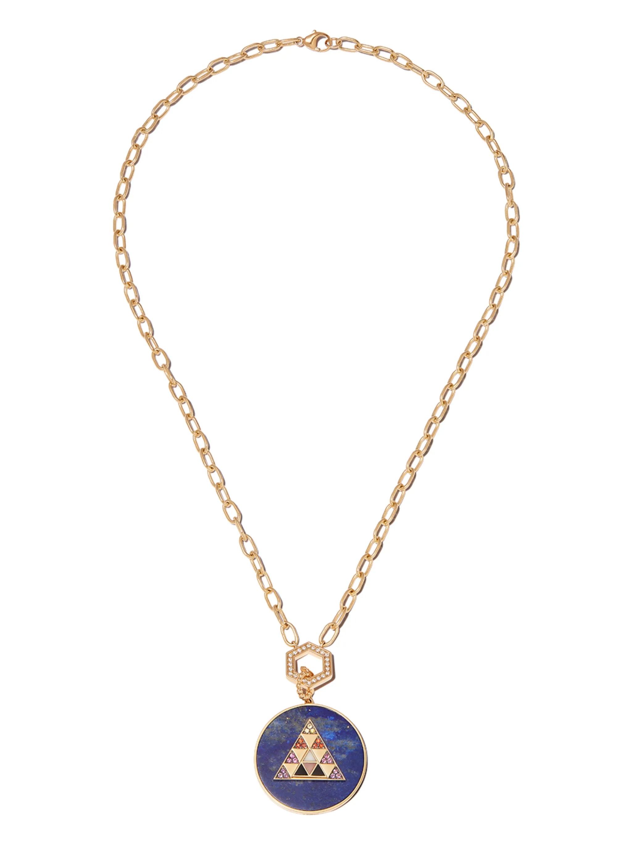 18kt yellow gold lapis lazuli pendant