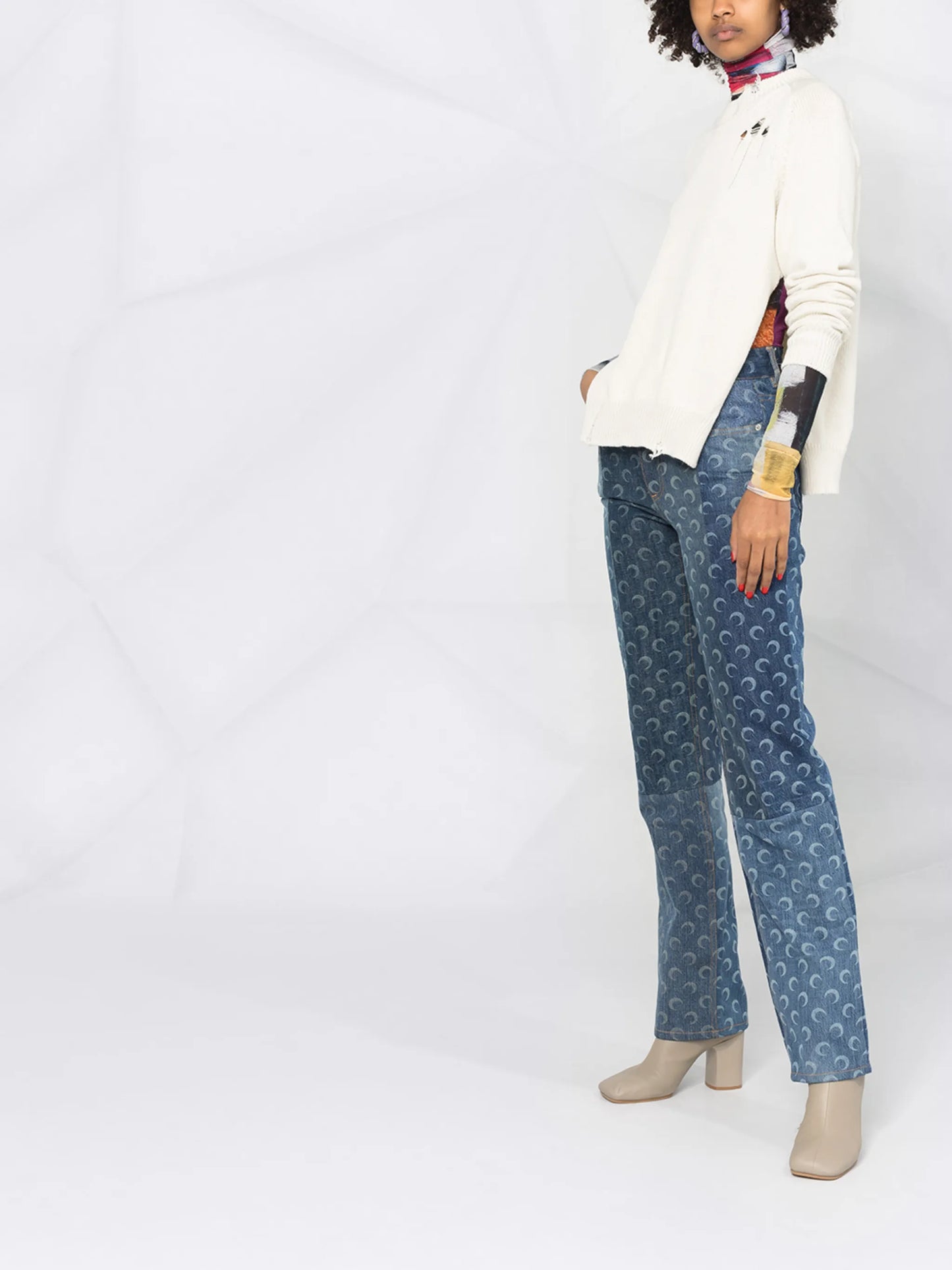 distressed-effect slit-detail jumper