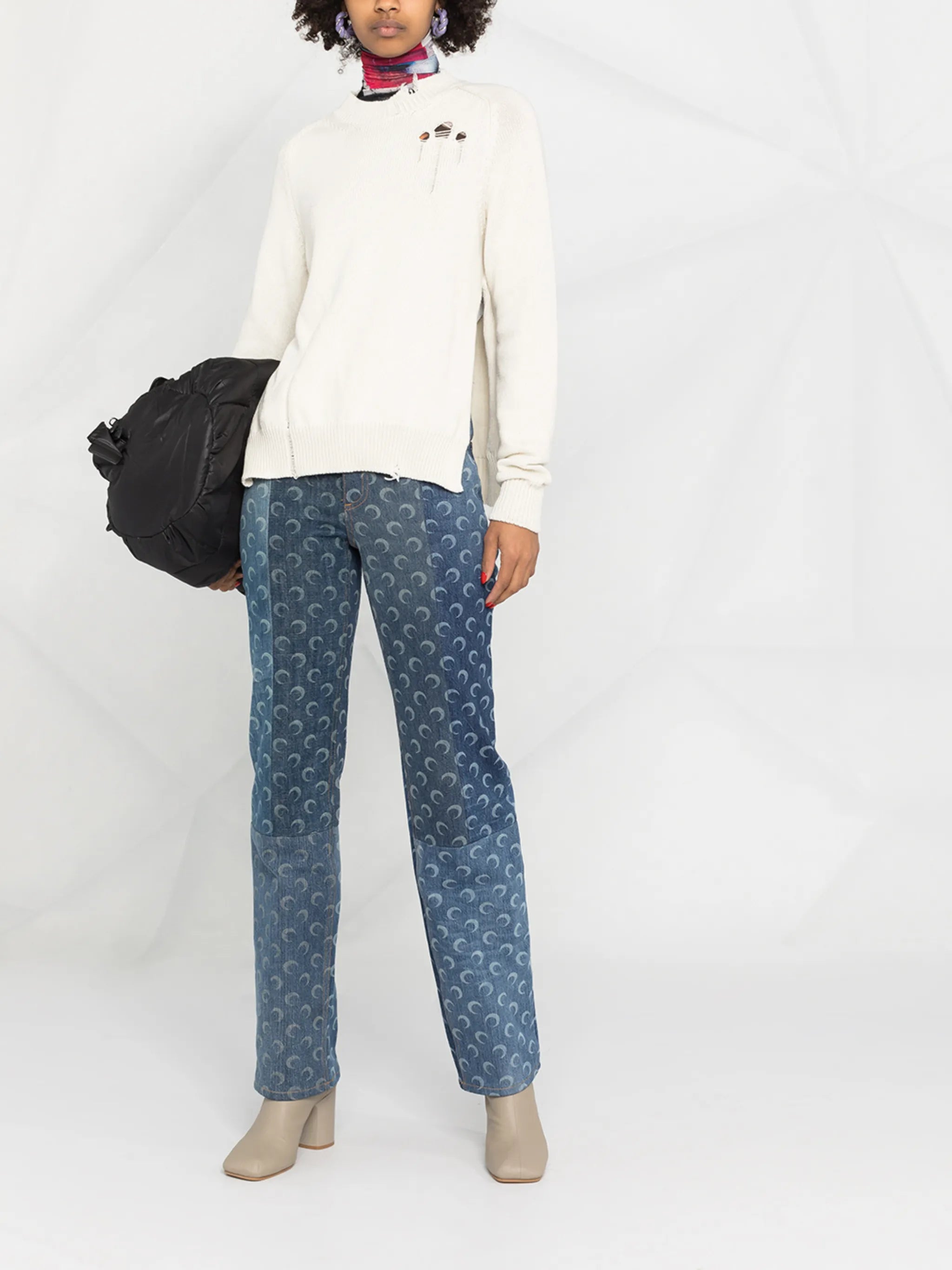 distressed-effect slit-detail jumper