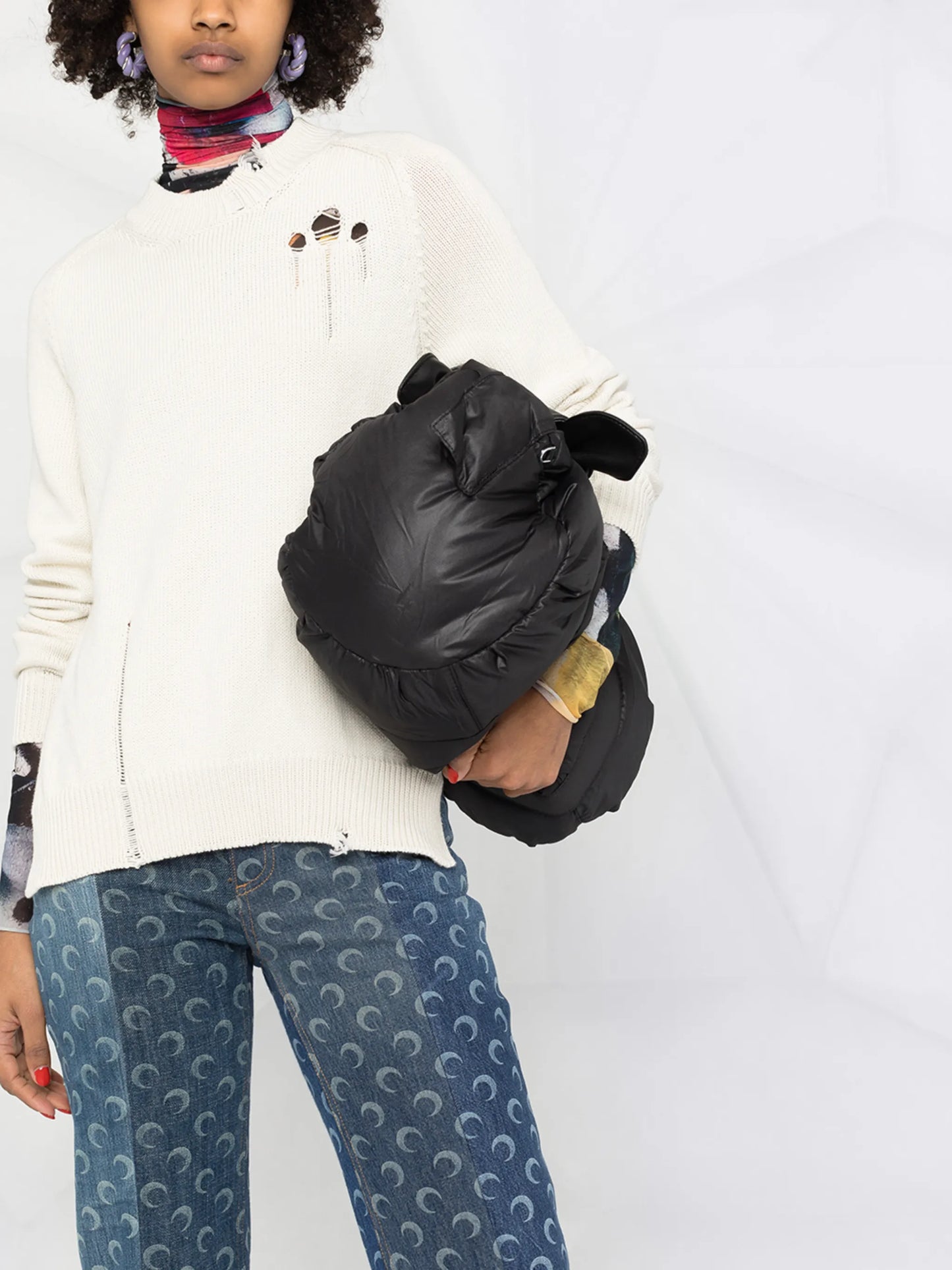 distressed-effect slit-detail jumper