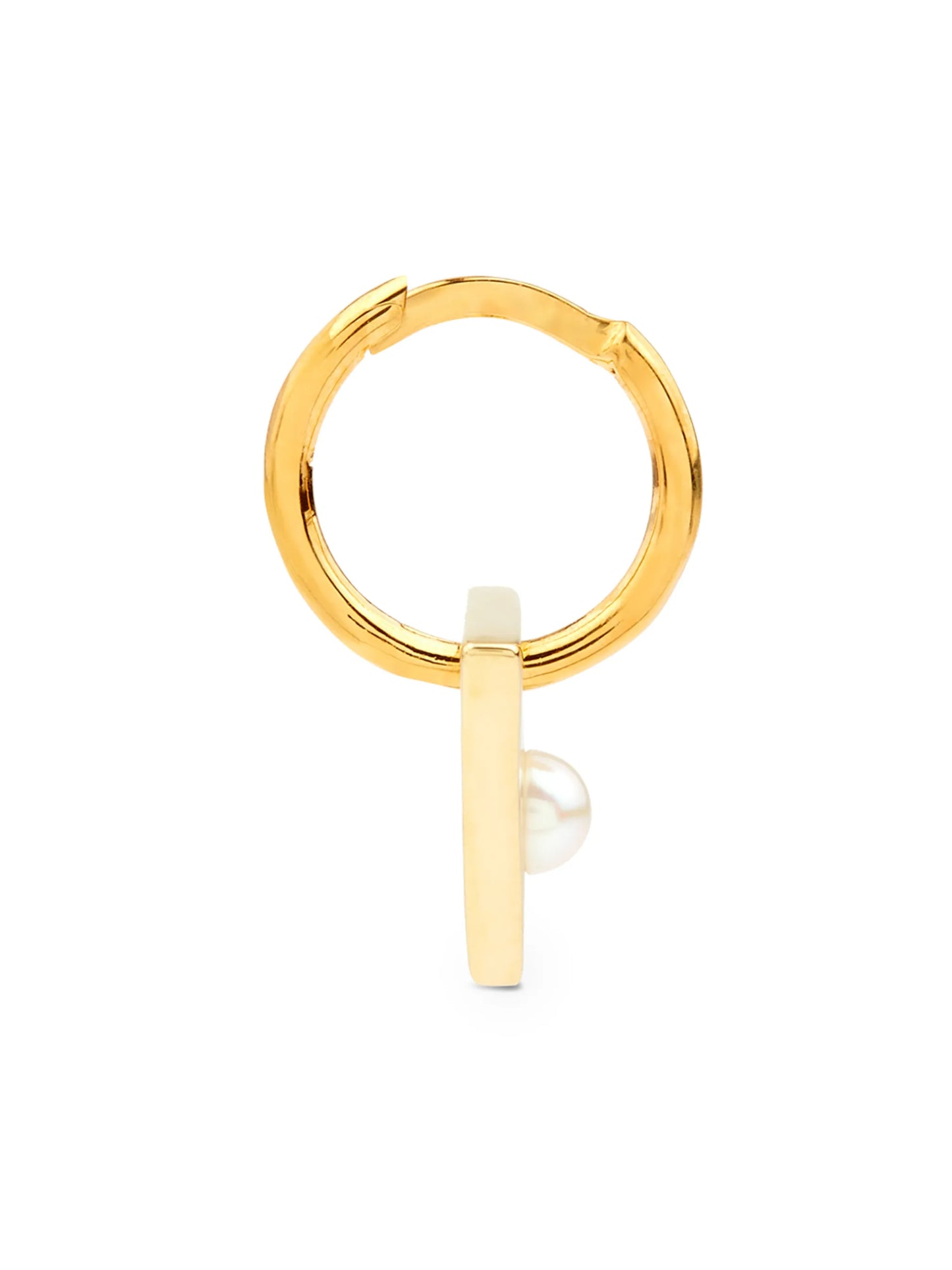 9kt yellow gold triangle-pendant earring