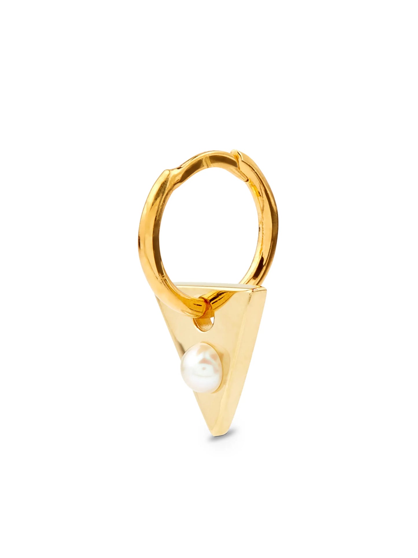 9kt yellow gold triangle-pendant earring