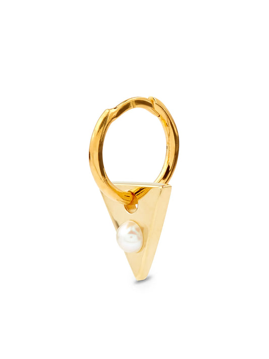 9kt yellow gold triangle-pendant earring