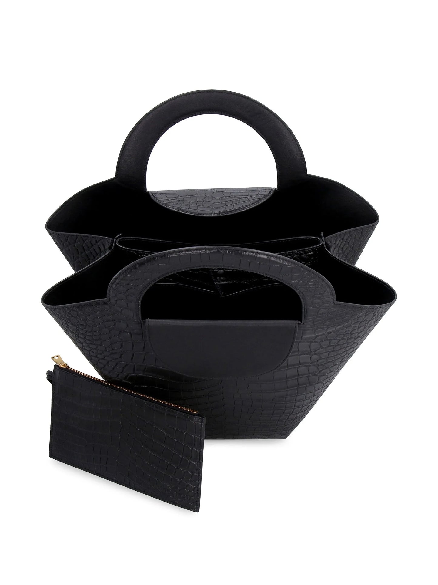 Doll crocodile-effect tote bag