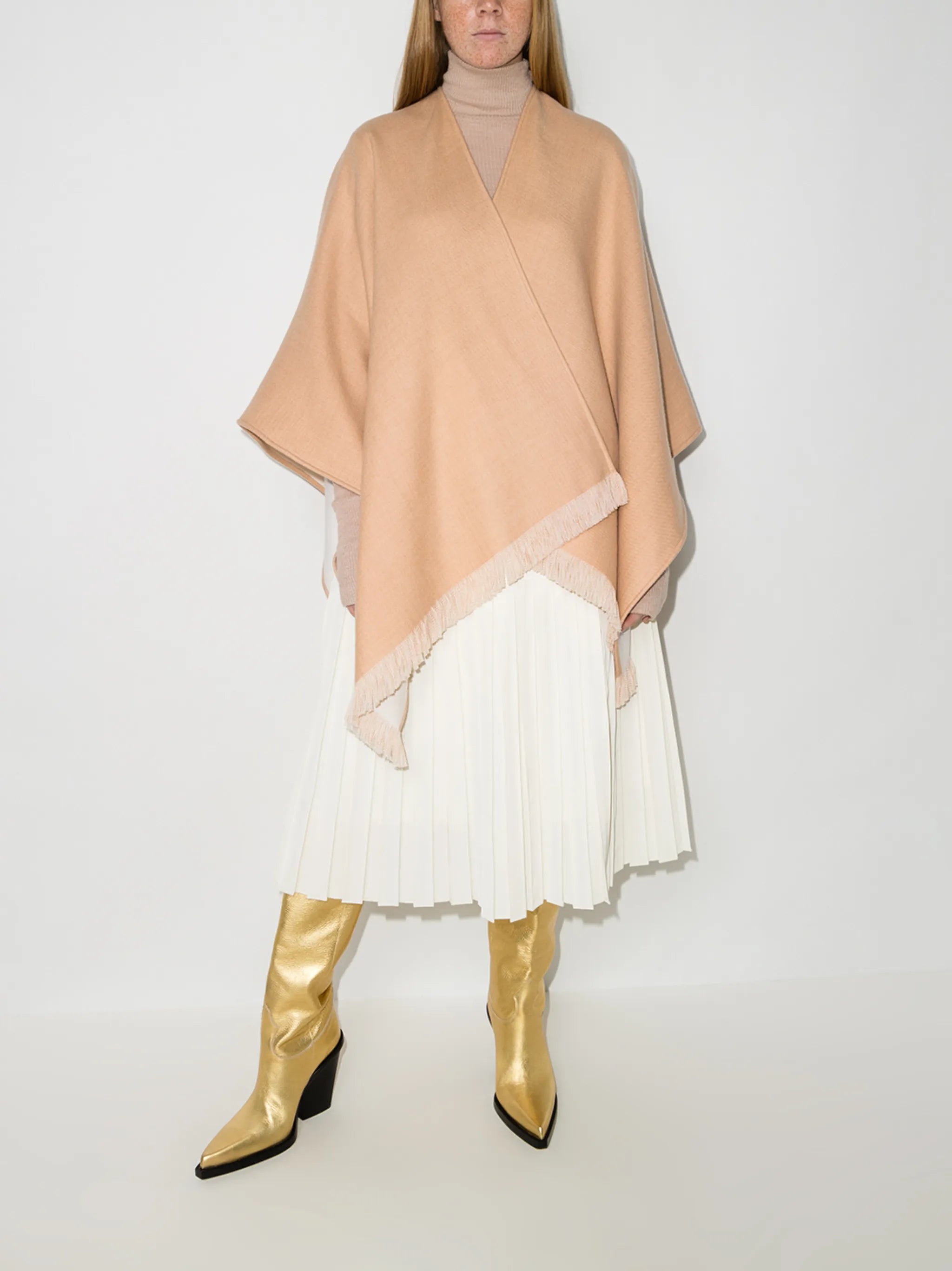 fringed logo poncho