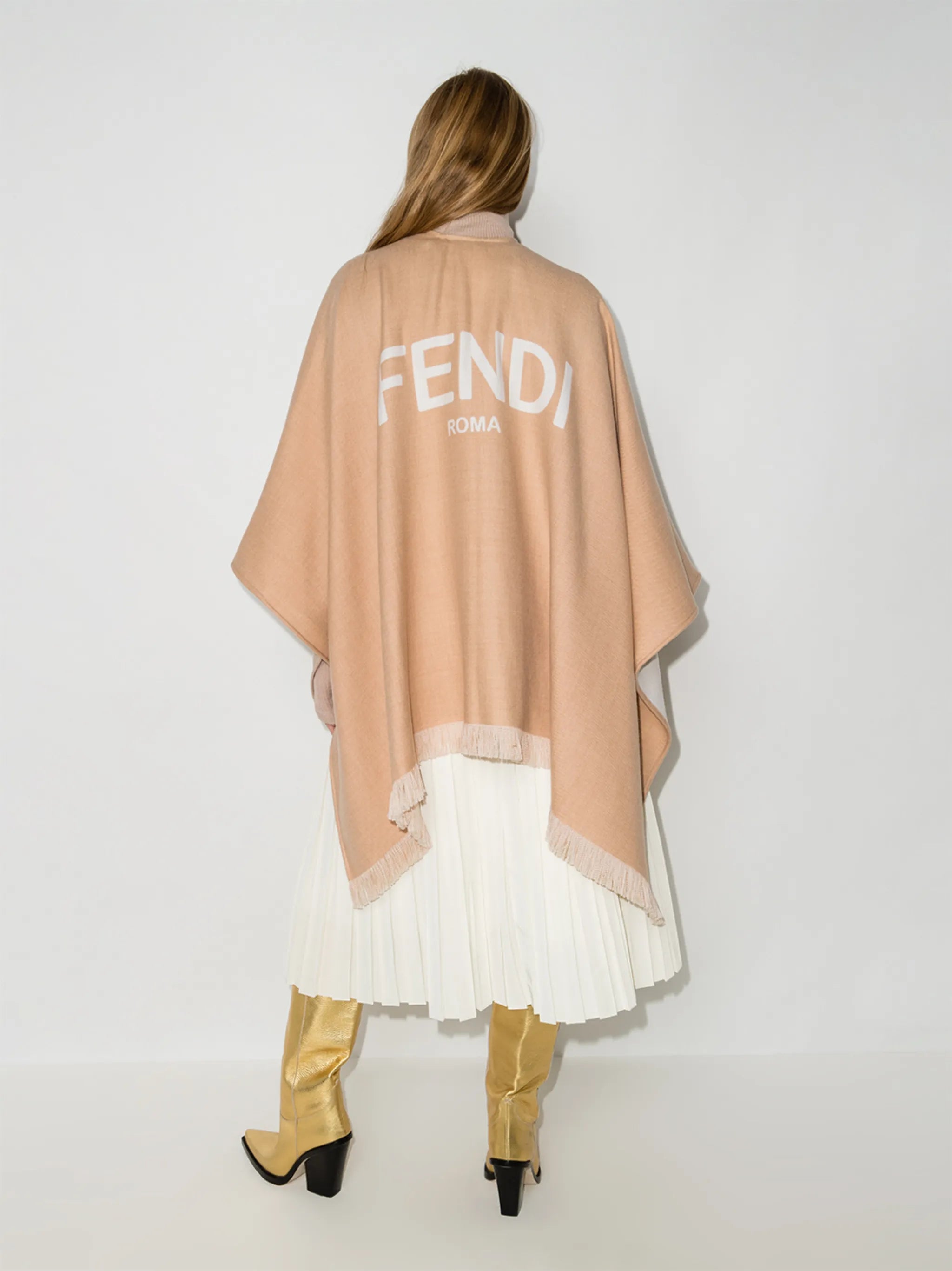 fringed logo poncho