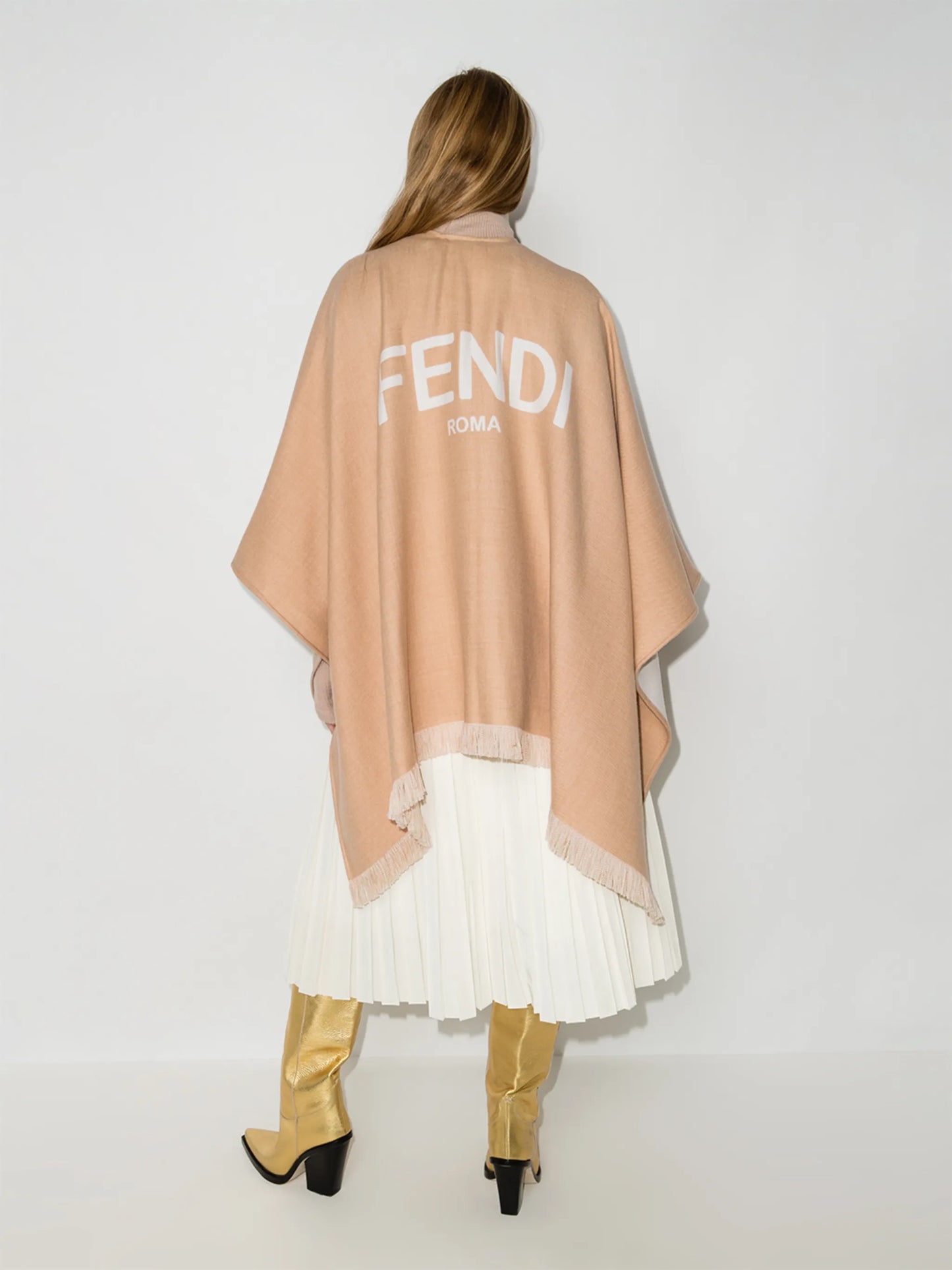 fringed logo poncho