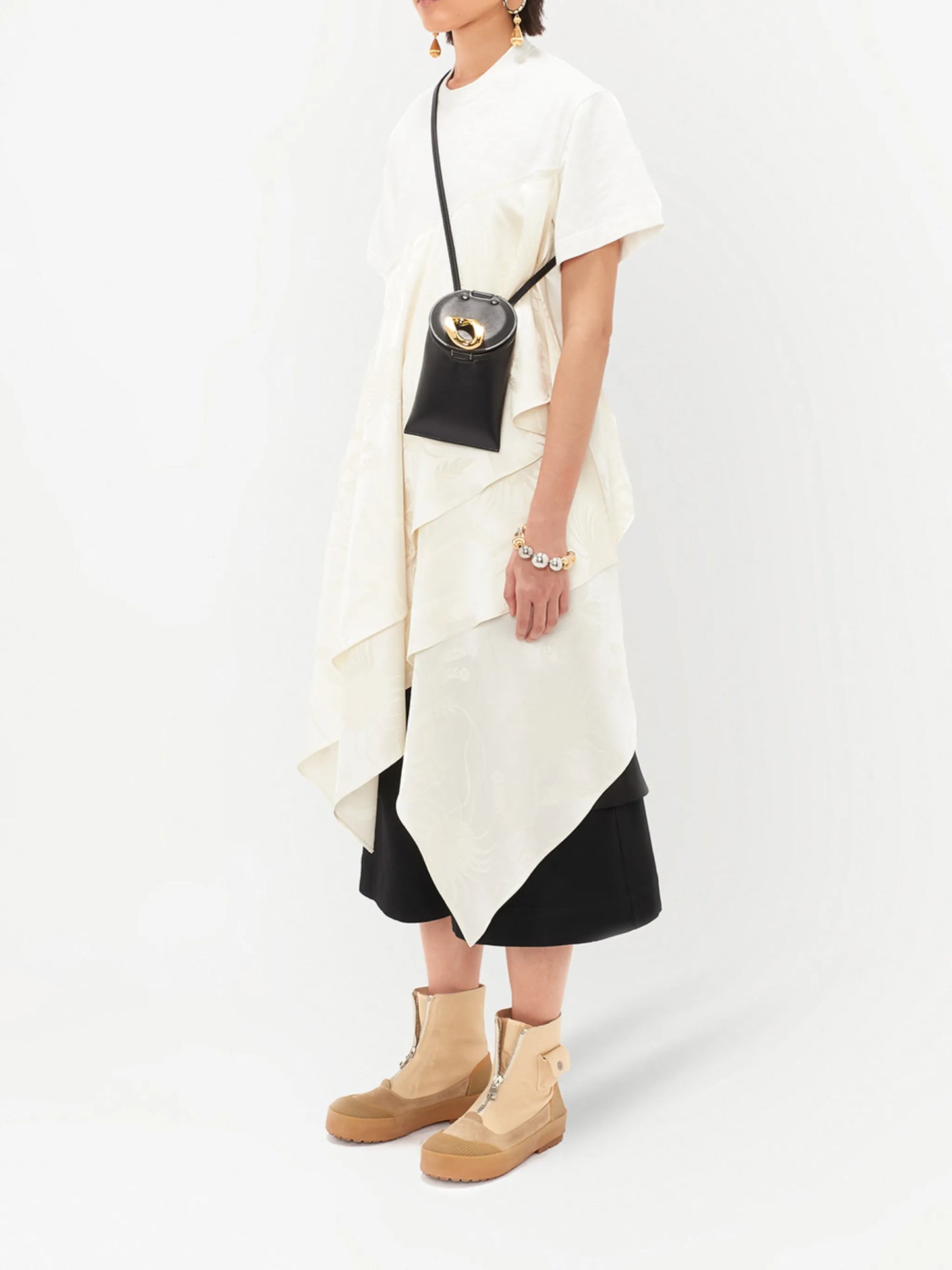 floral pattern asymmetric T-shirt