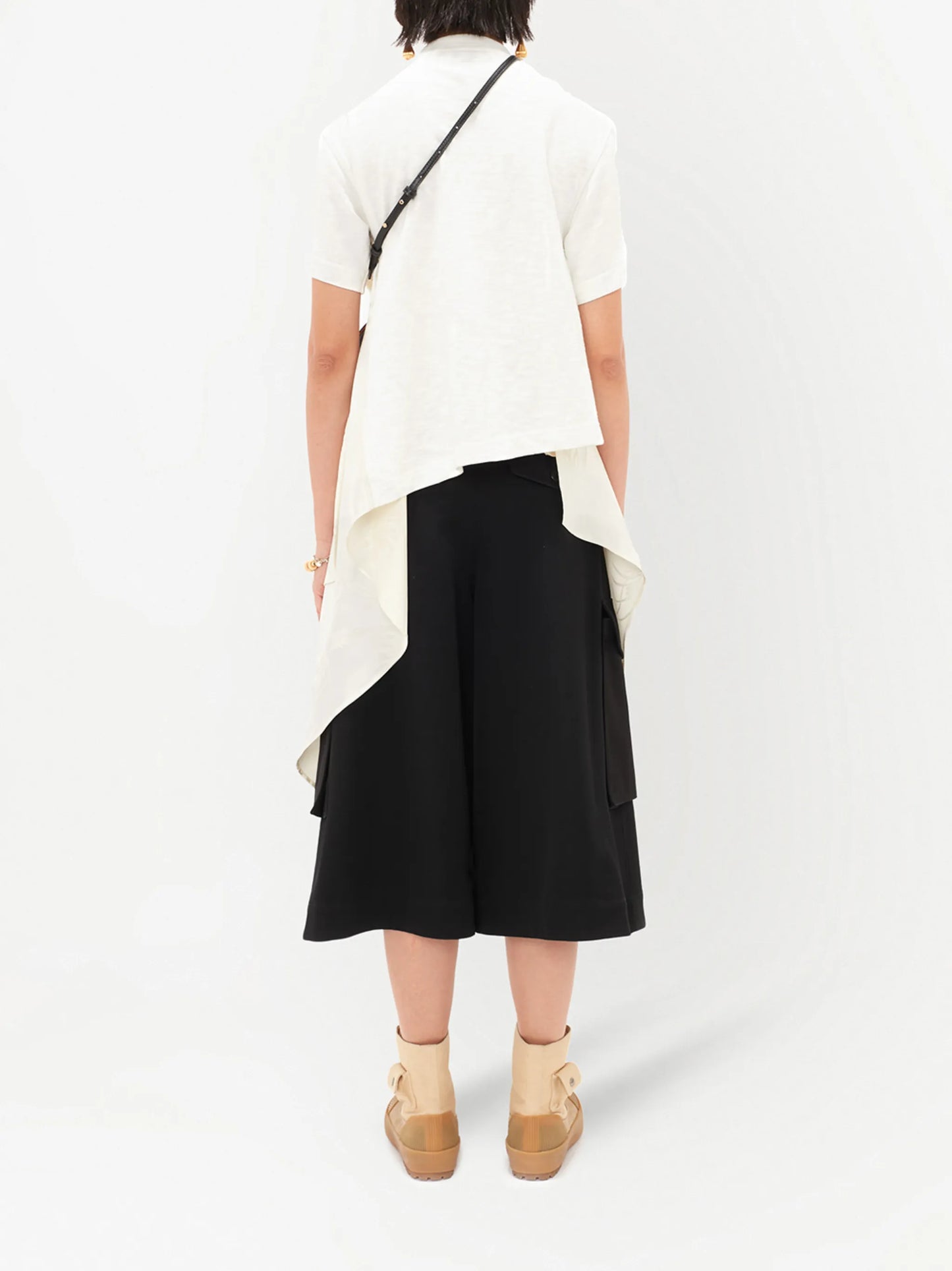 floral pattern asymmetric T-shirt