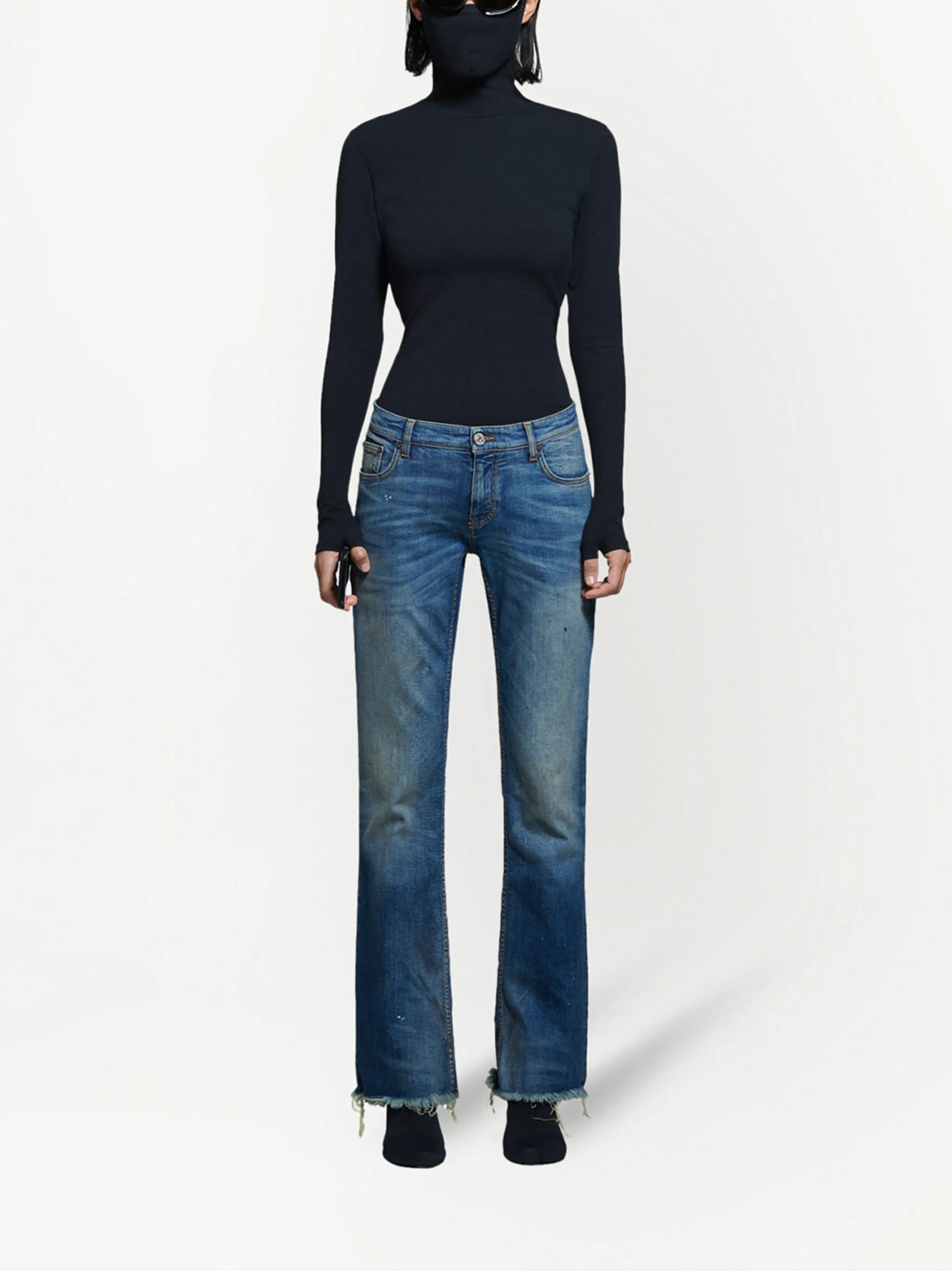 faded-effect flared jeans