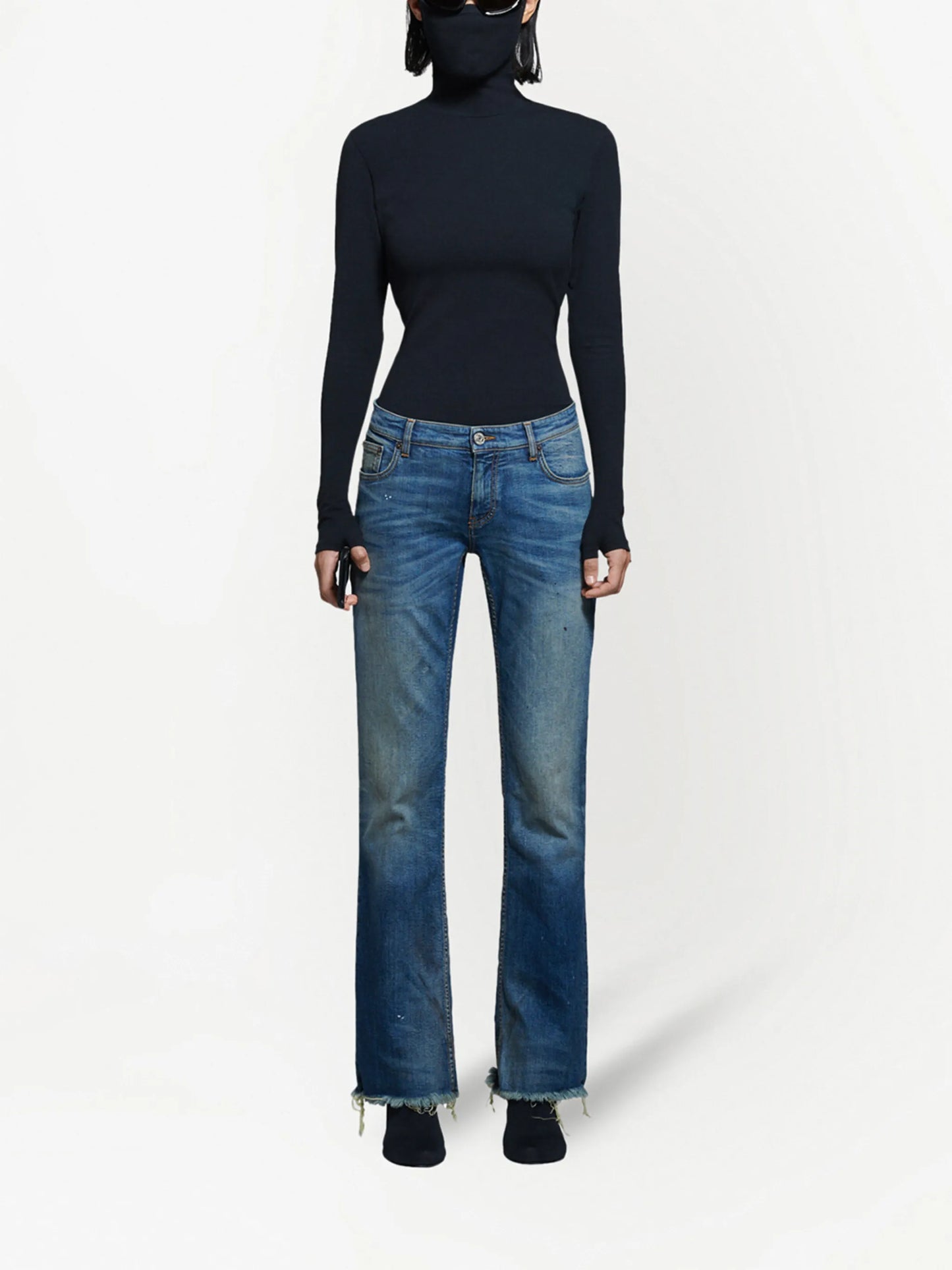 faded-effect flared jeans