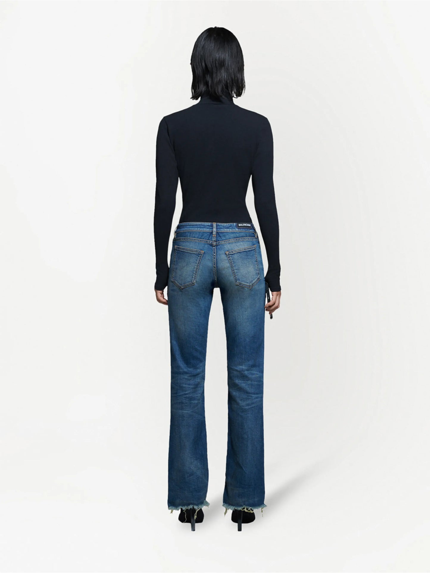 faded-effect flared jeans