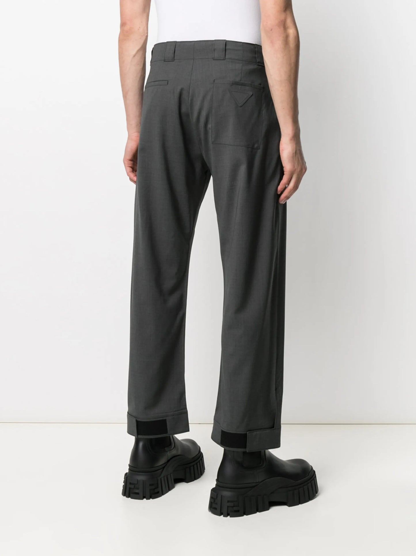 straight-leg wool trousers