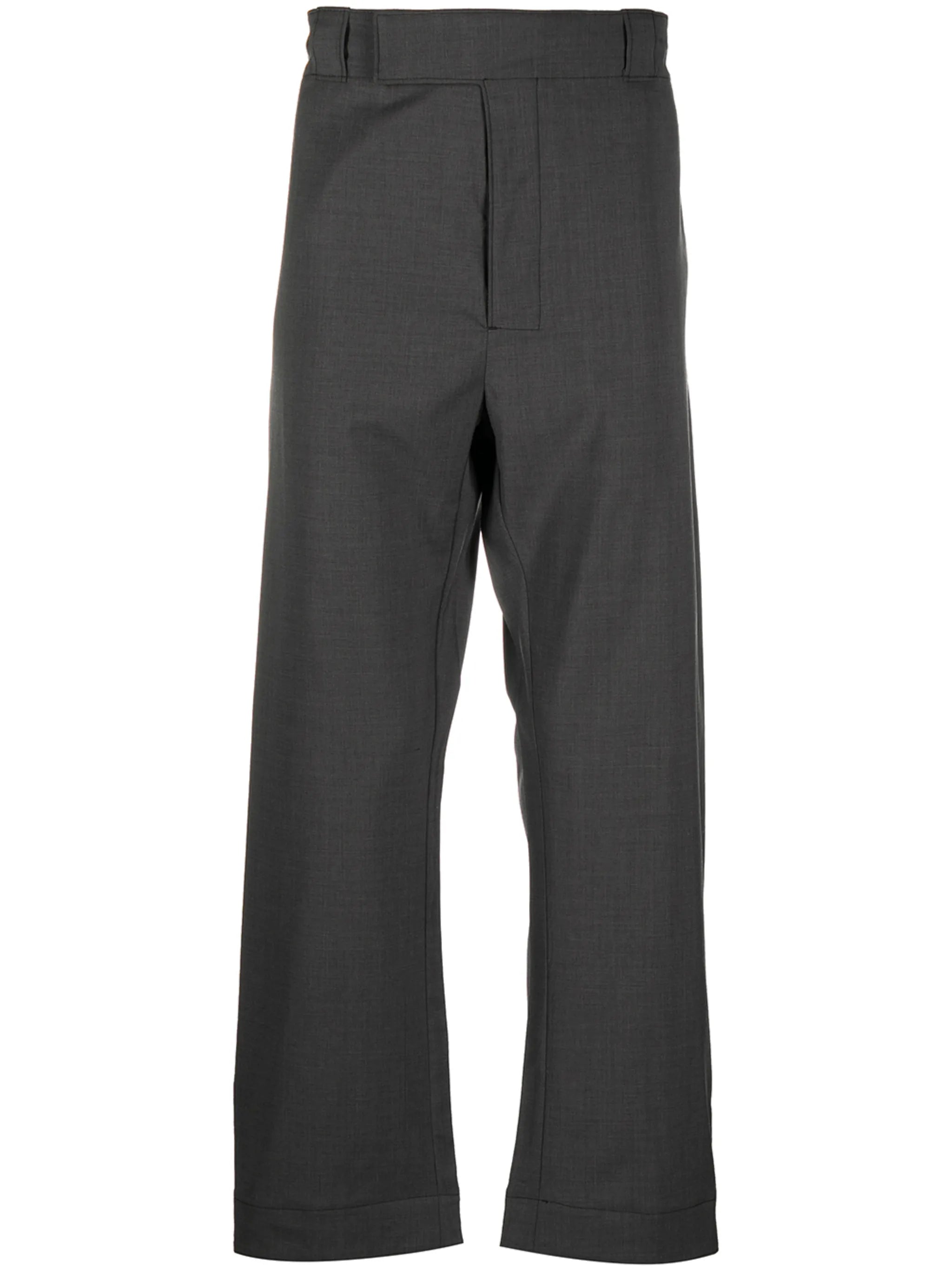 straight-leg wool trousers