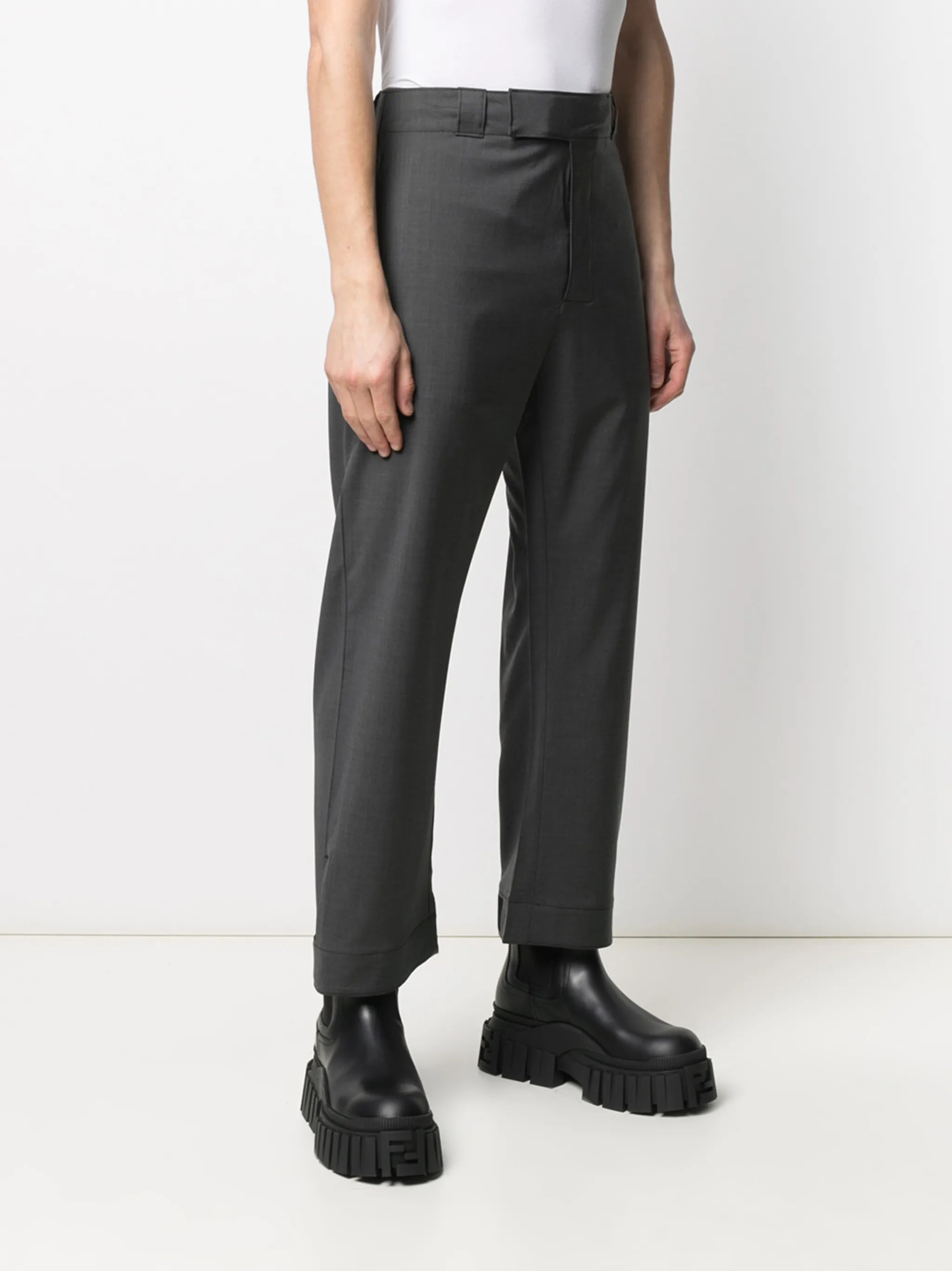 straight-leg wool trousers