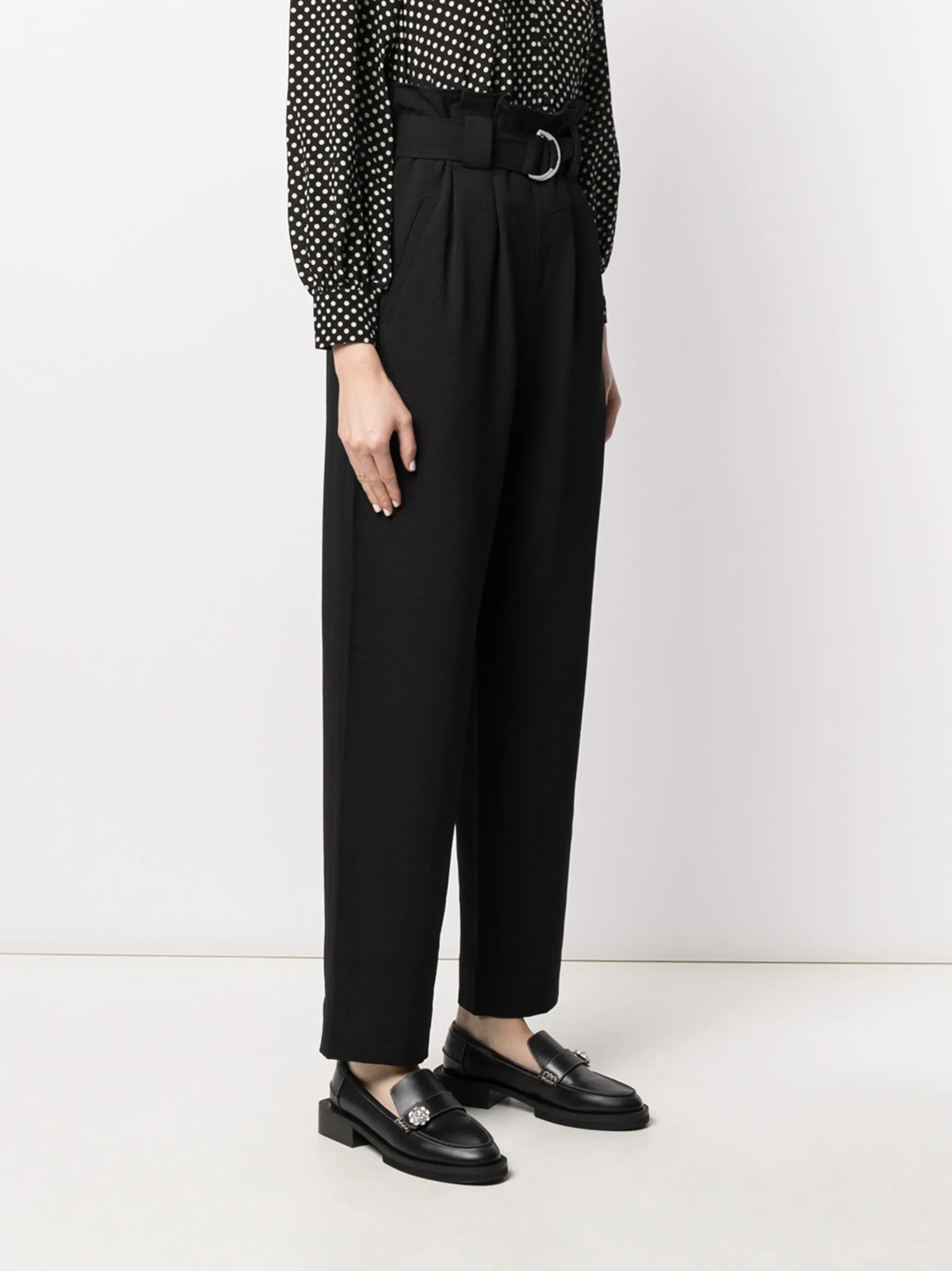 belted straight-leg trousers