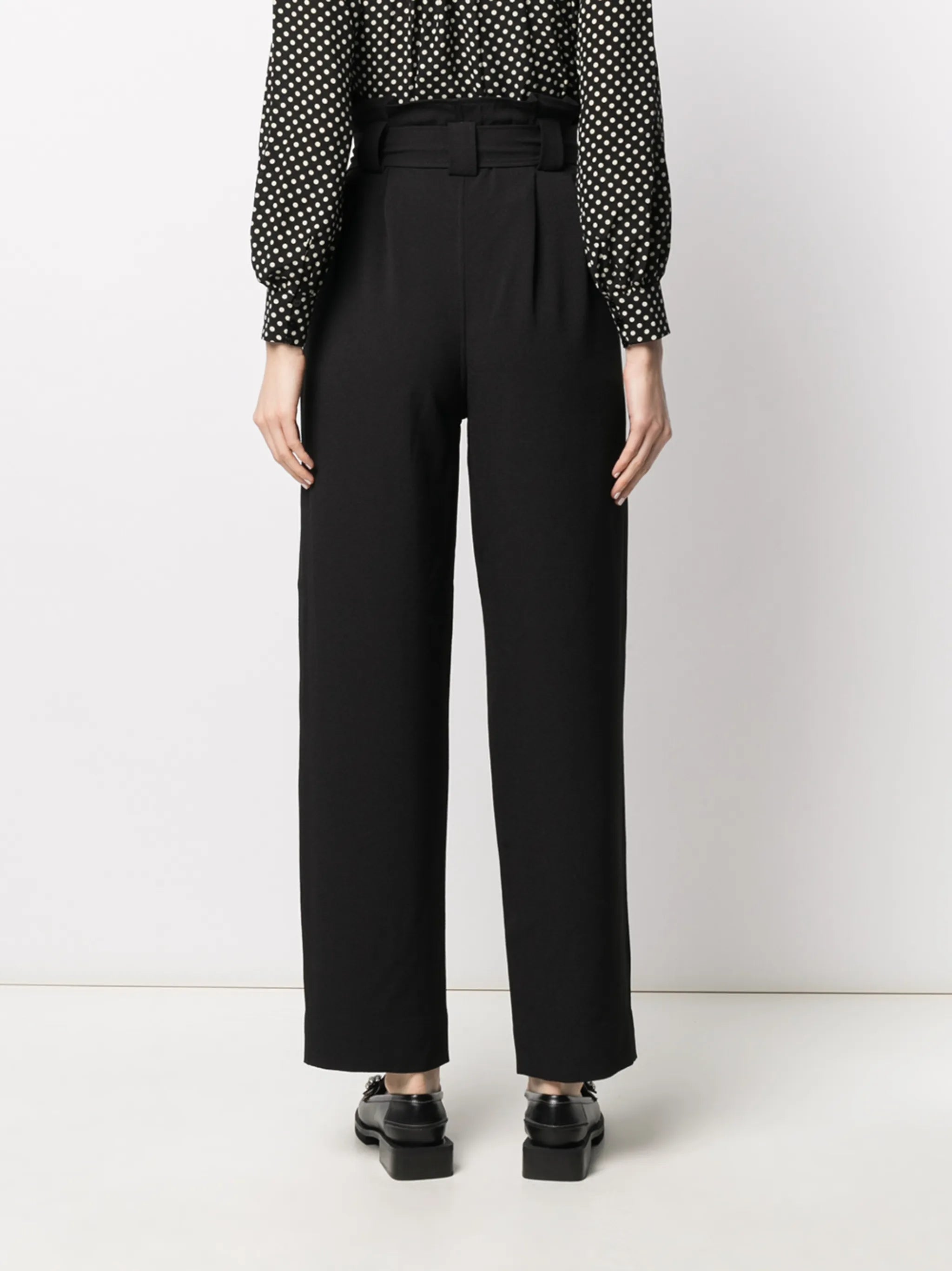 belted straight-leg trousers