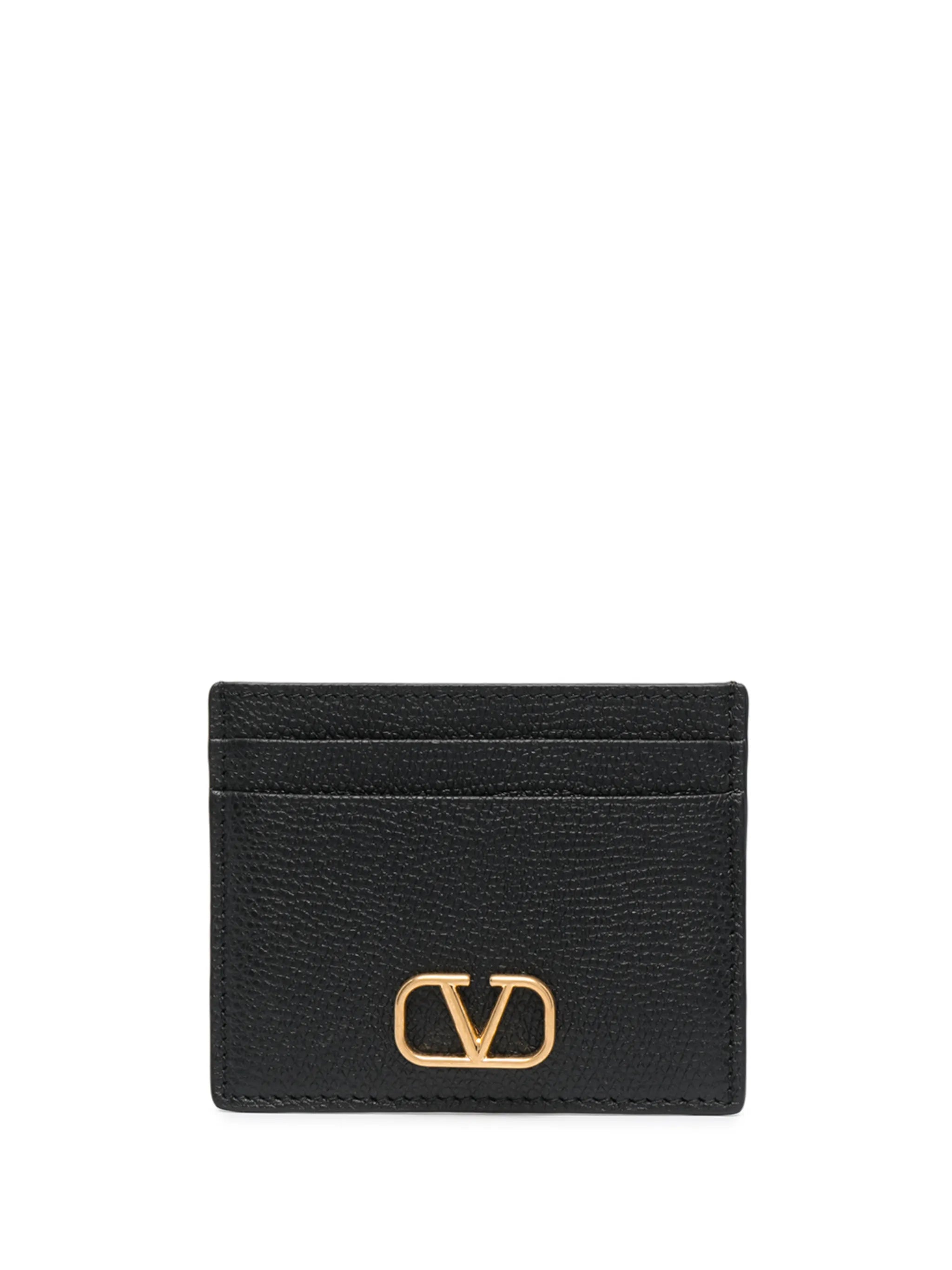 VLogo Signature pebbled card holder