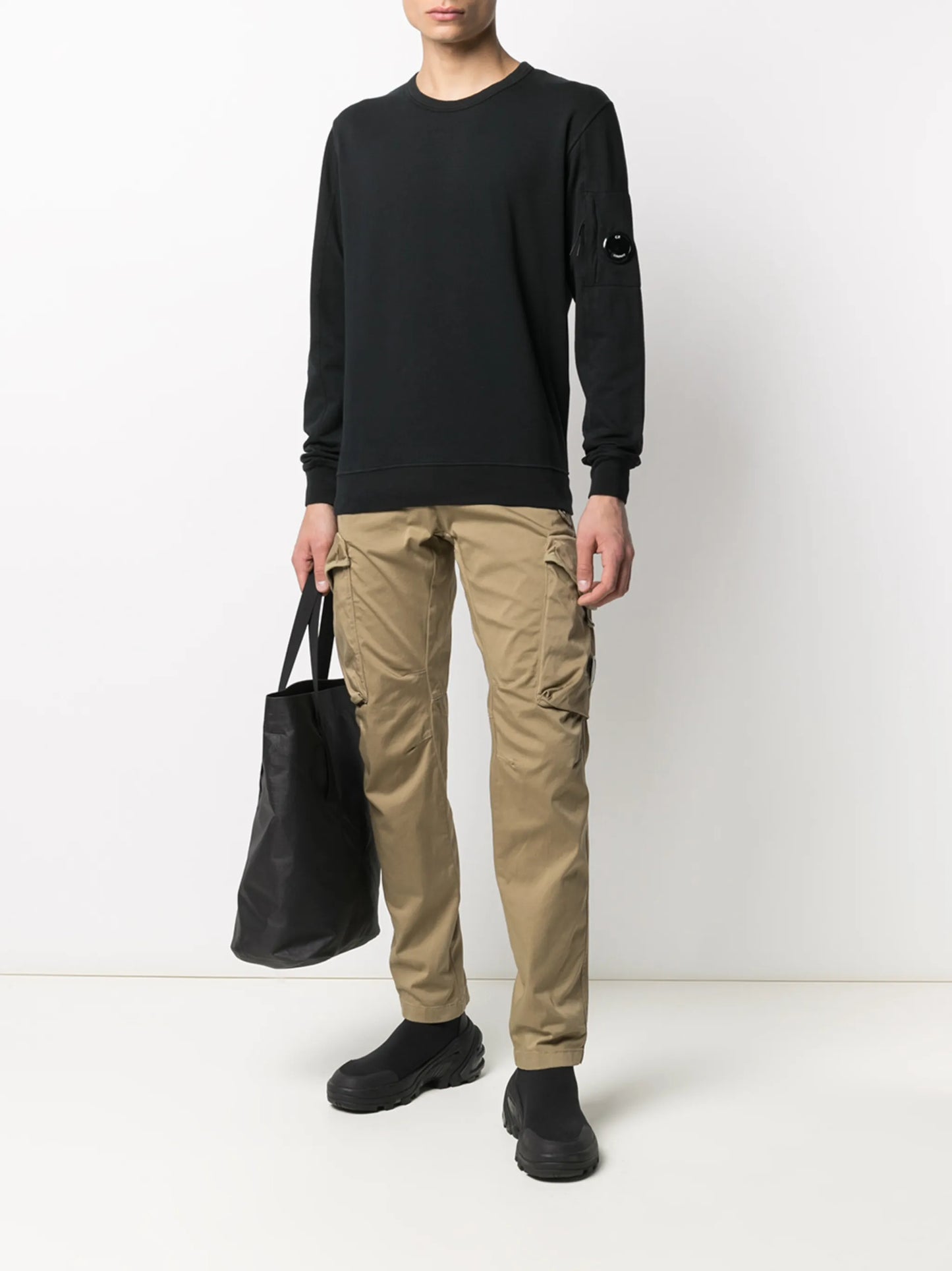 round neck sleeve logo sweatshirt