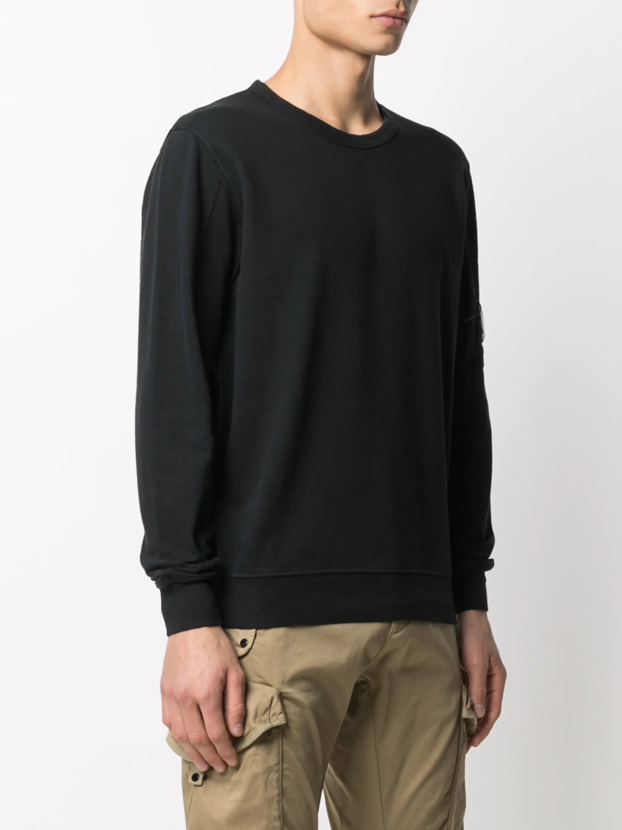 round neck sleeve logo sweatshirt