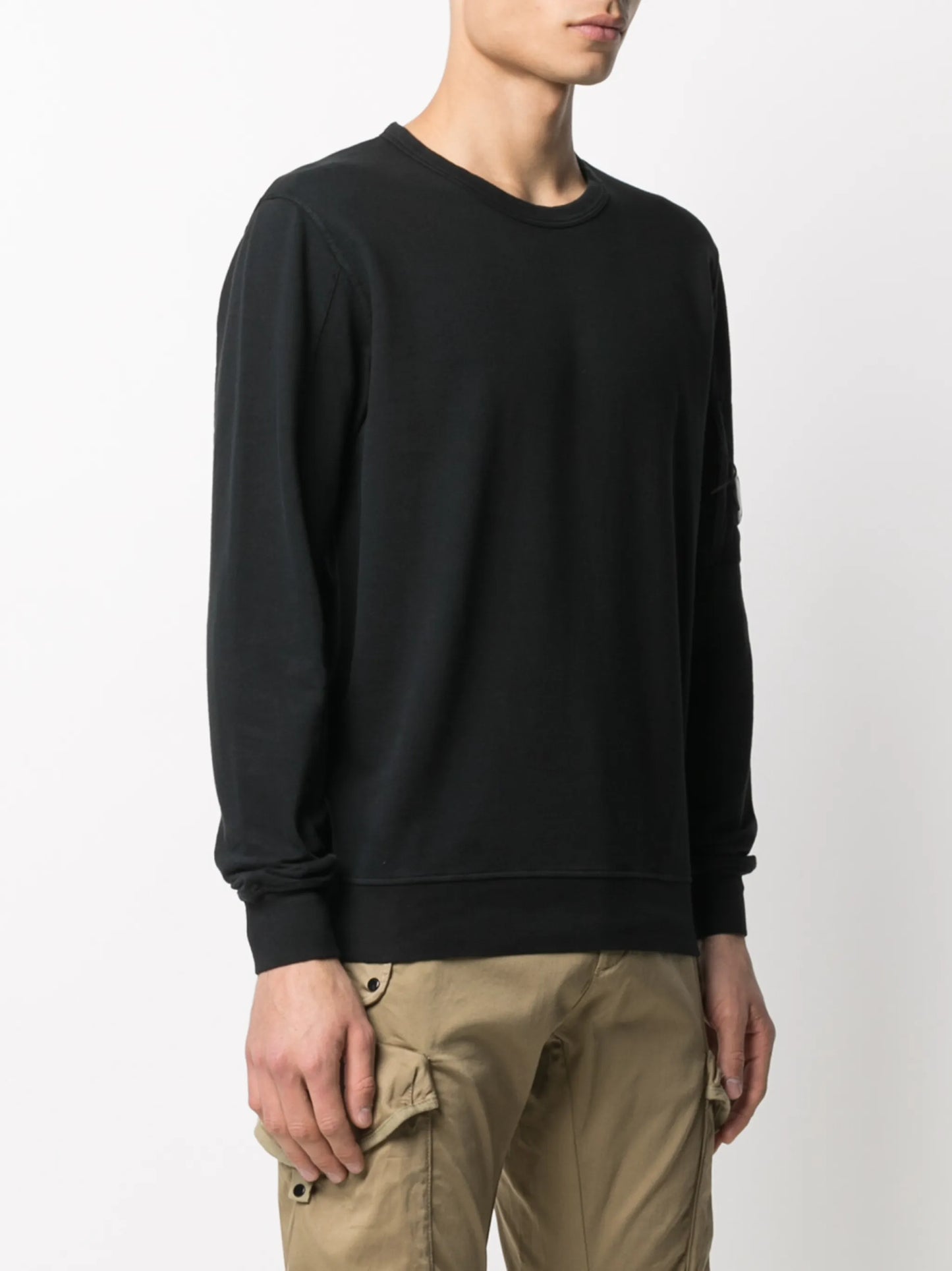 round neck sleeve logo sweatshirt