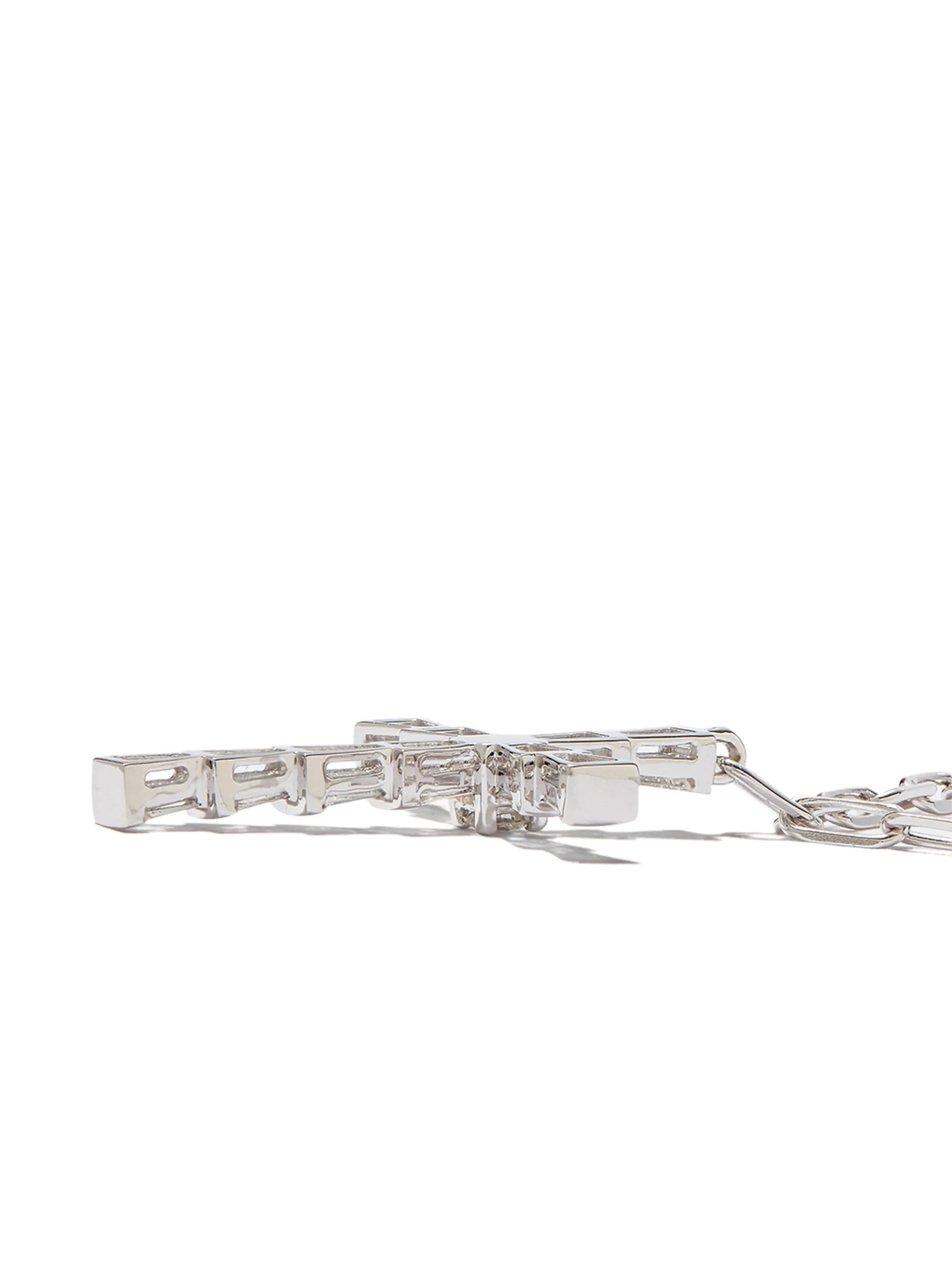 18K white gold mini-cross diamond necklace