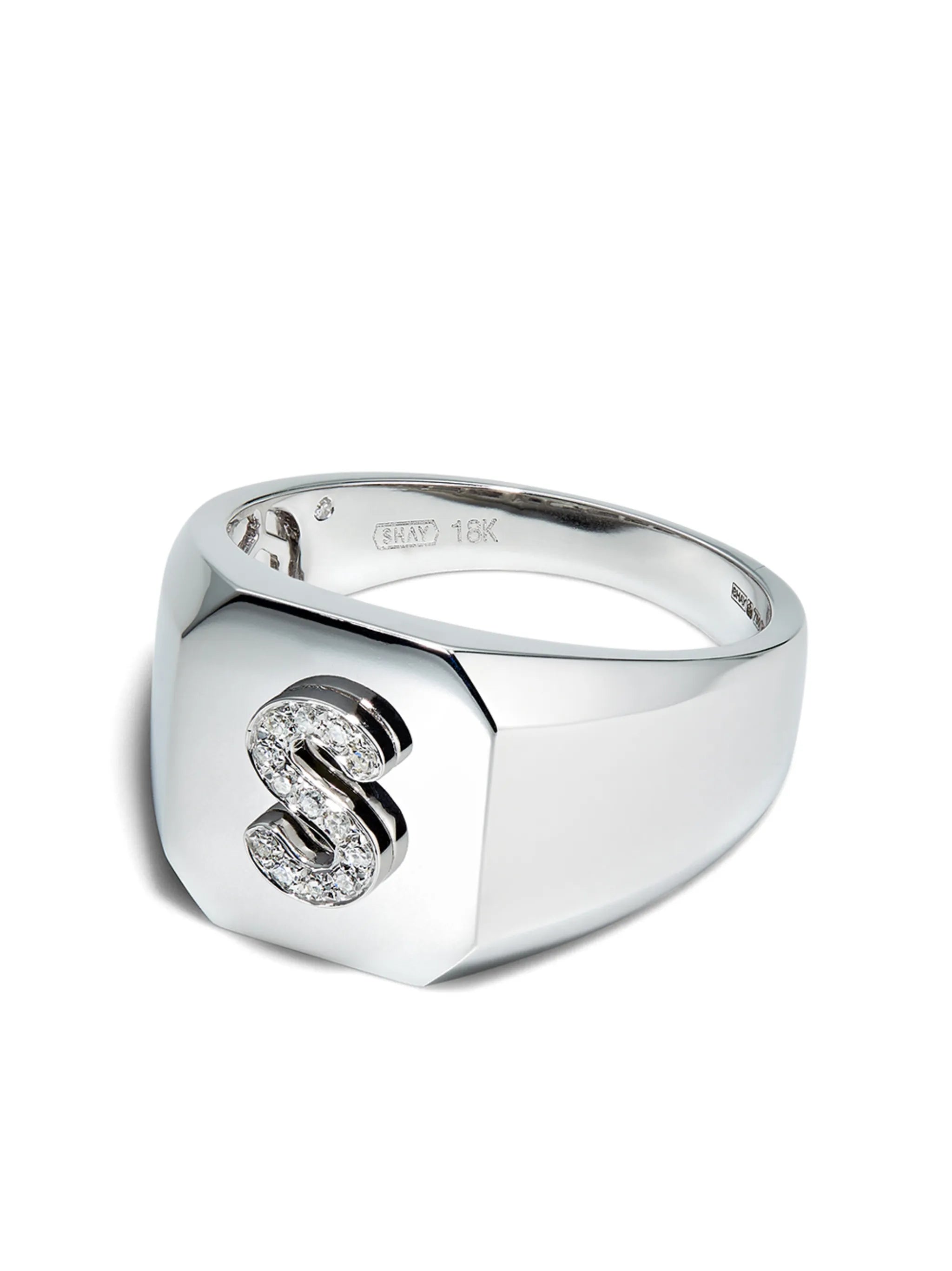 18K white gold s-initial ring