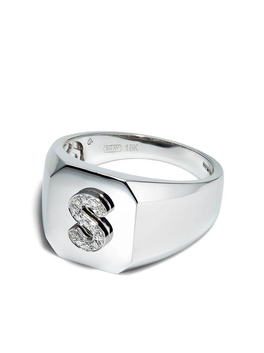 18K white gold s-initial ring